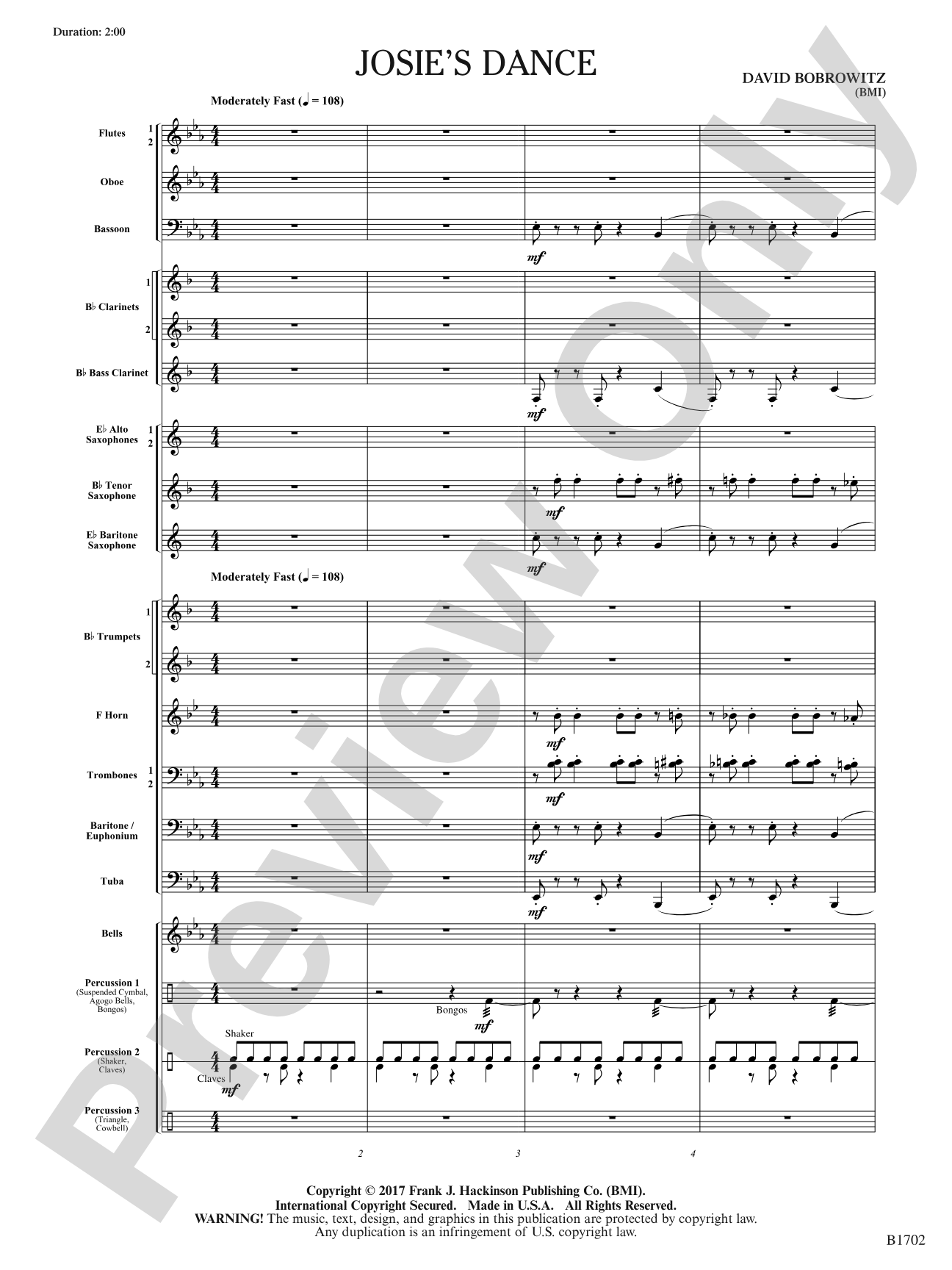 Josie's Dance: Concert Band Conductor Score & Parts