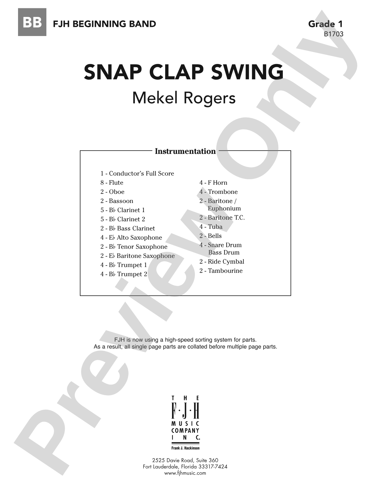 Snap Clap Swing: Concert Band Conductor Score & Parts