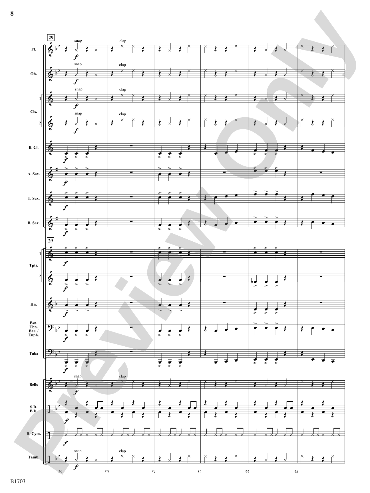 Snap Clap Swing: Concert Band Conductor Score & Parts