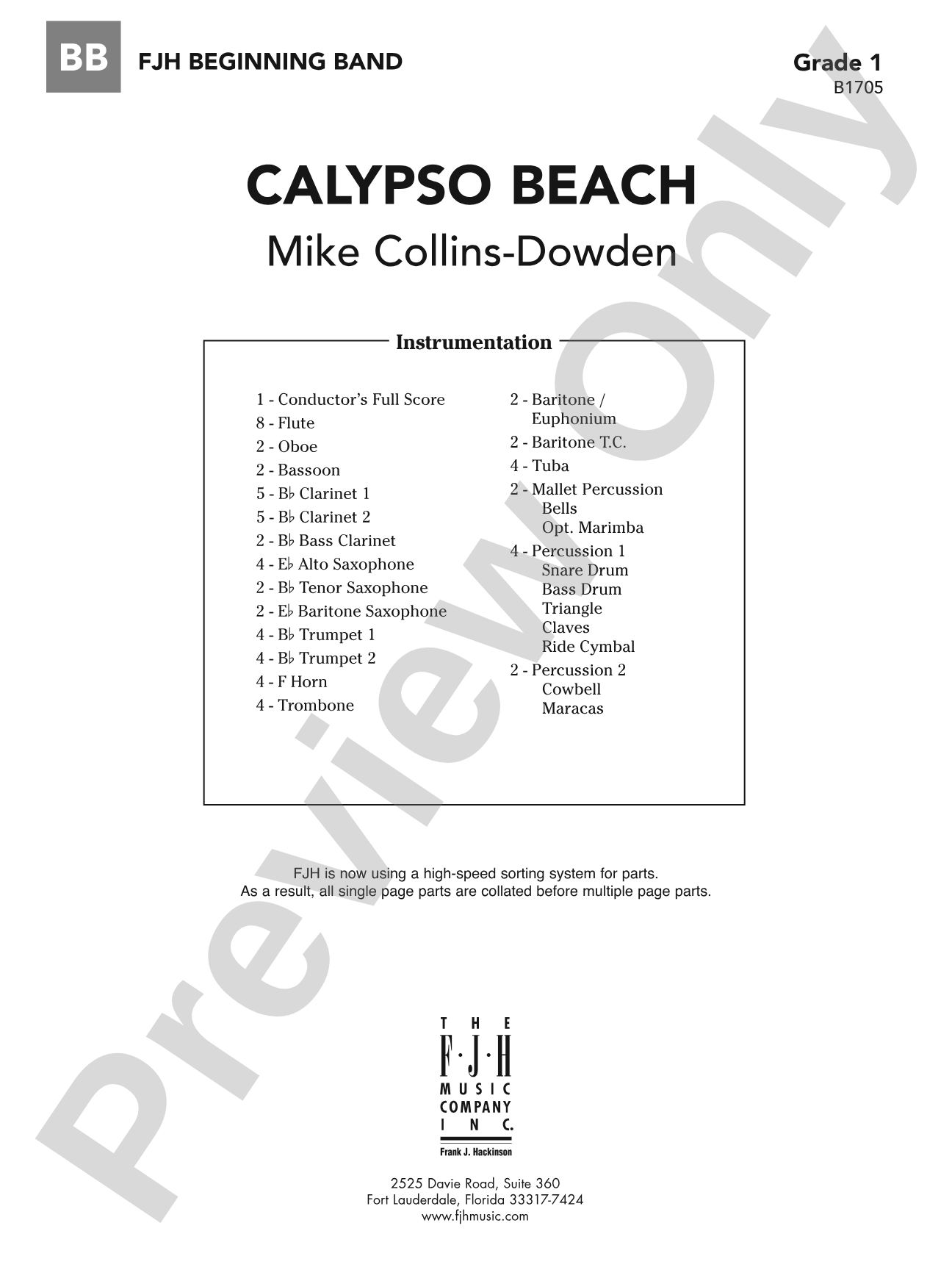 Calypso Beach: Concert Band Conductor Score & Parts