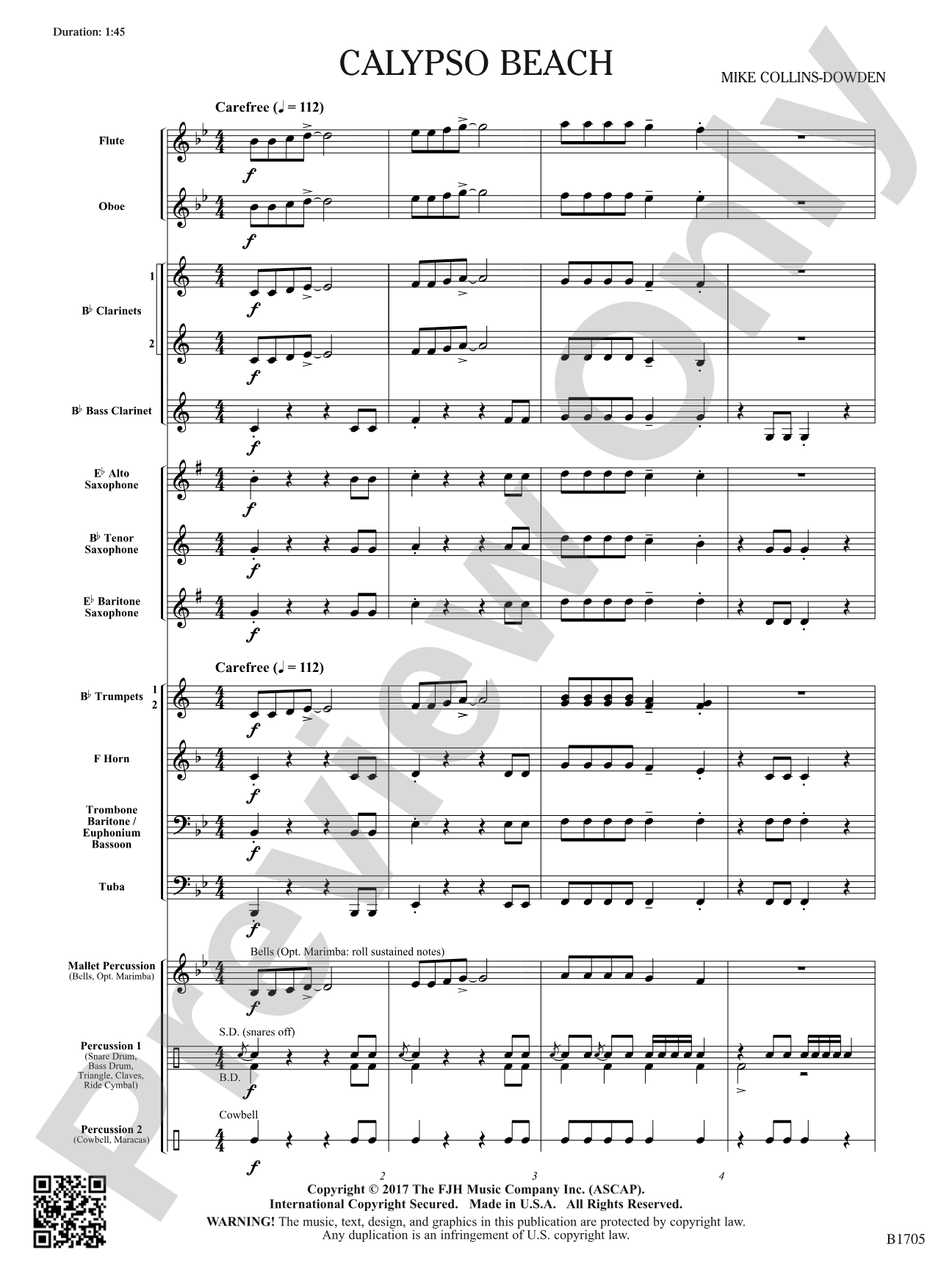 Calypso Beach: Concert Band Conductor Score & Parts