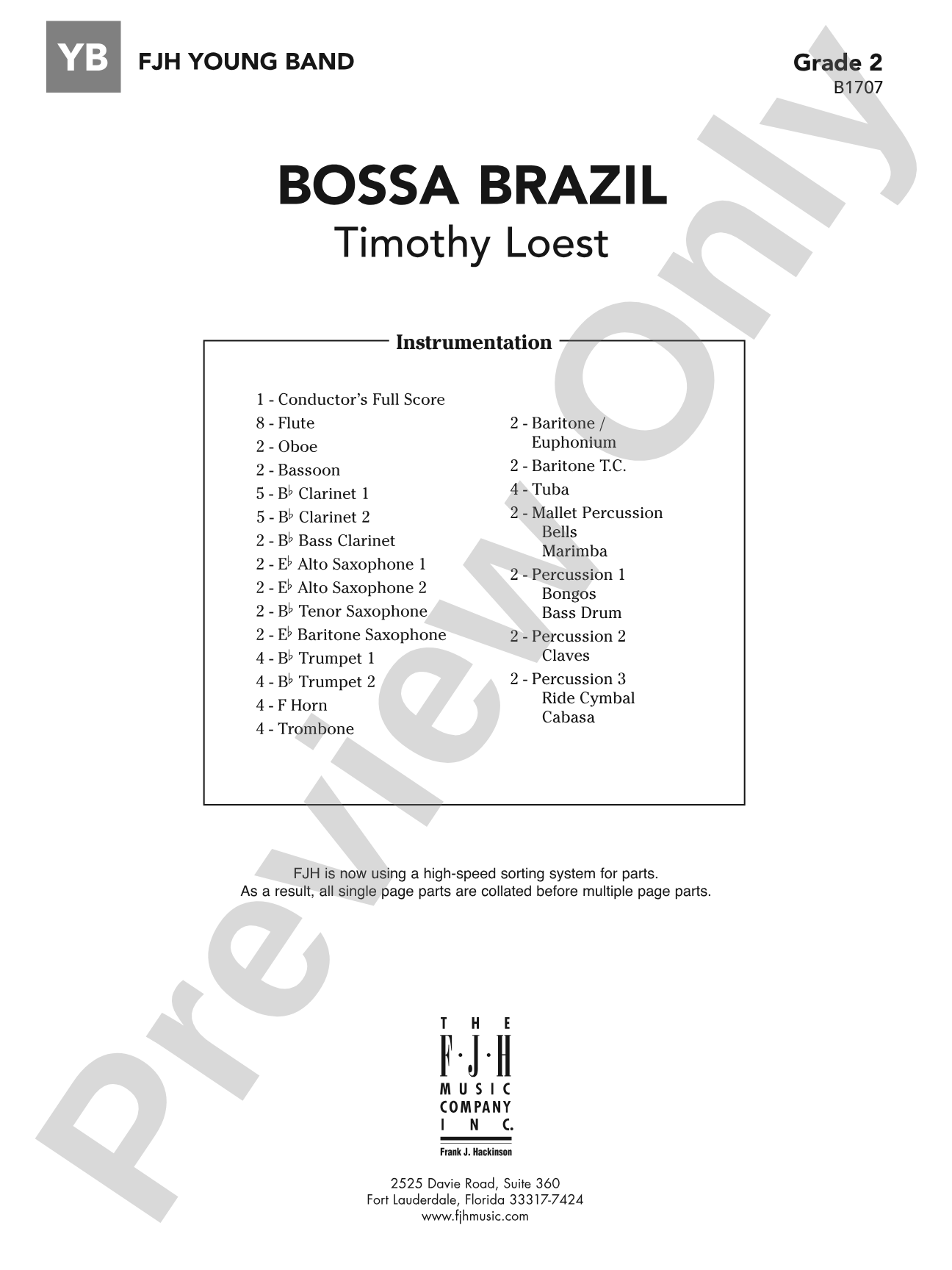 Bossa Brazil: Concert Band Conductor Score & Parts