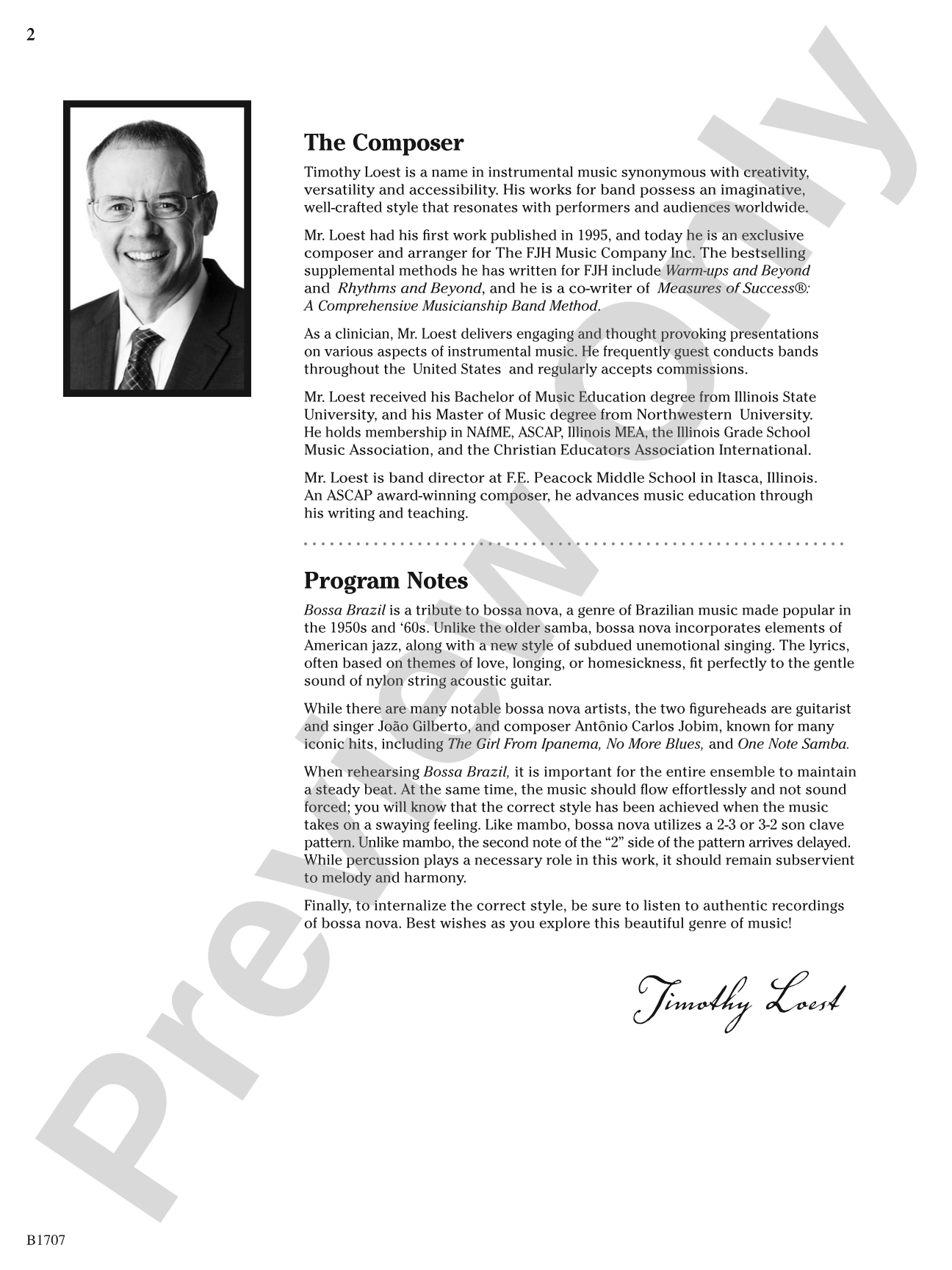 Bossa Brazil: Concert Band Conductor Score & Parts