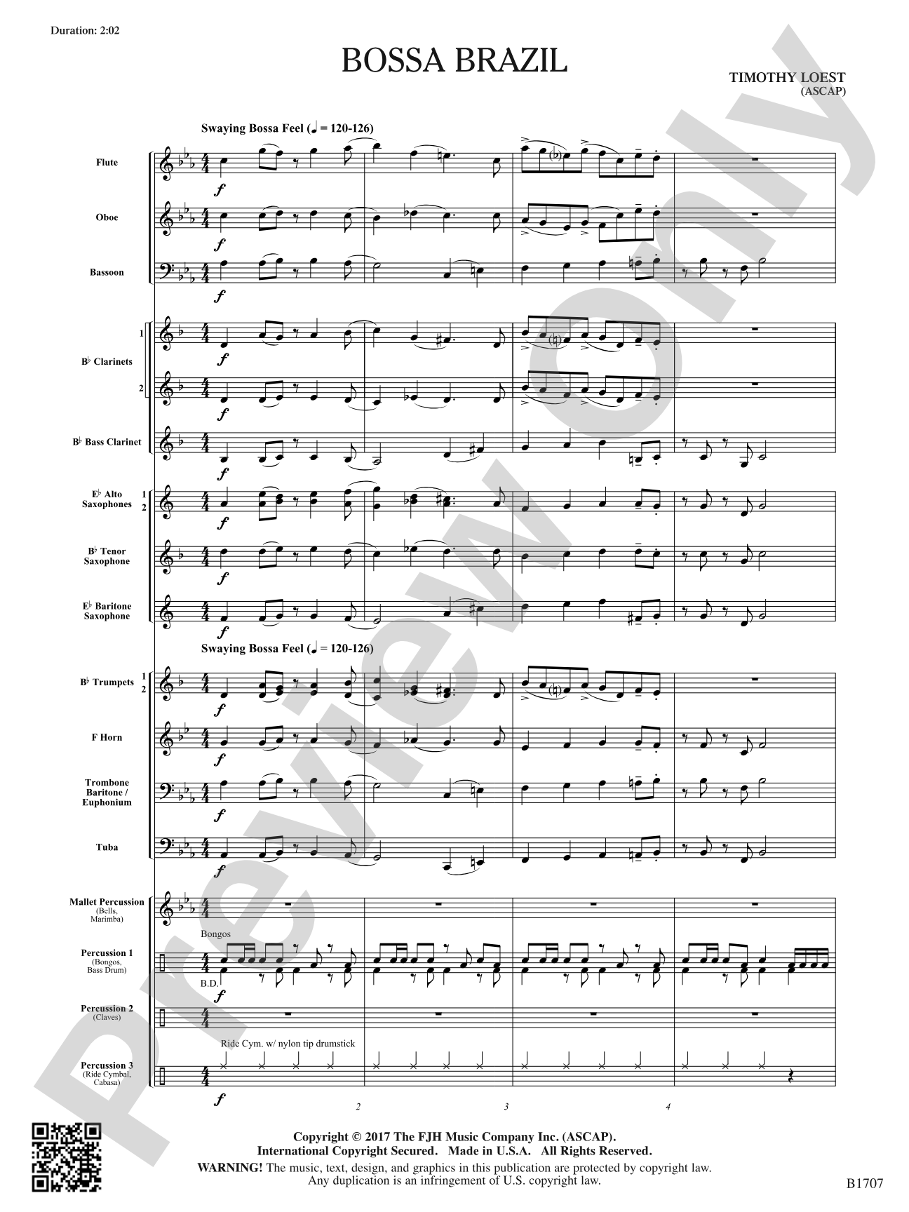 Bossa Brazil: Concert Band Conductor Score & Parts
