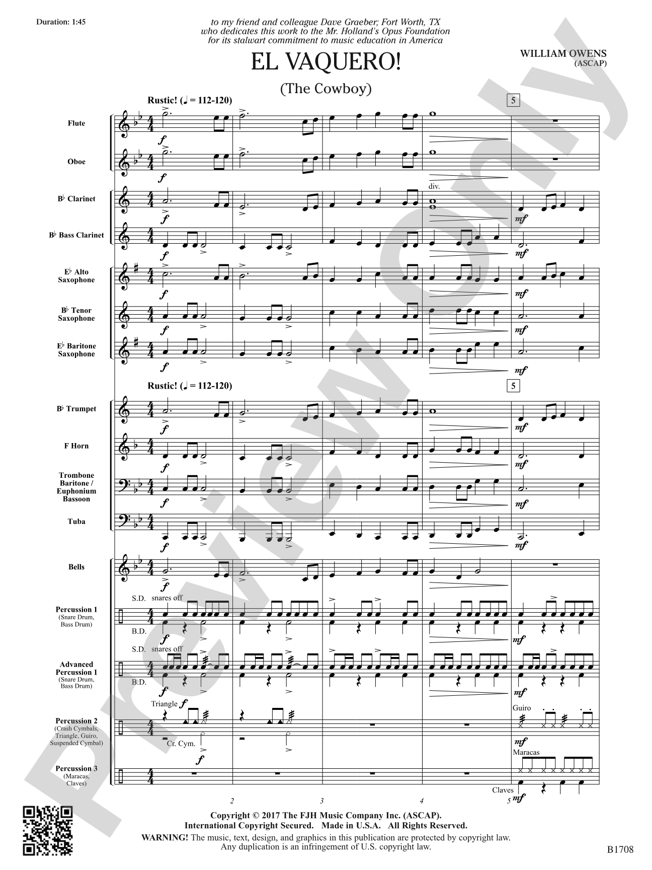 El Vaquero!: Concert Band Conductor Score & Parts