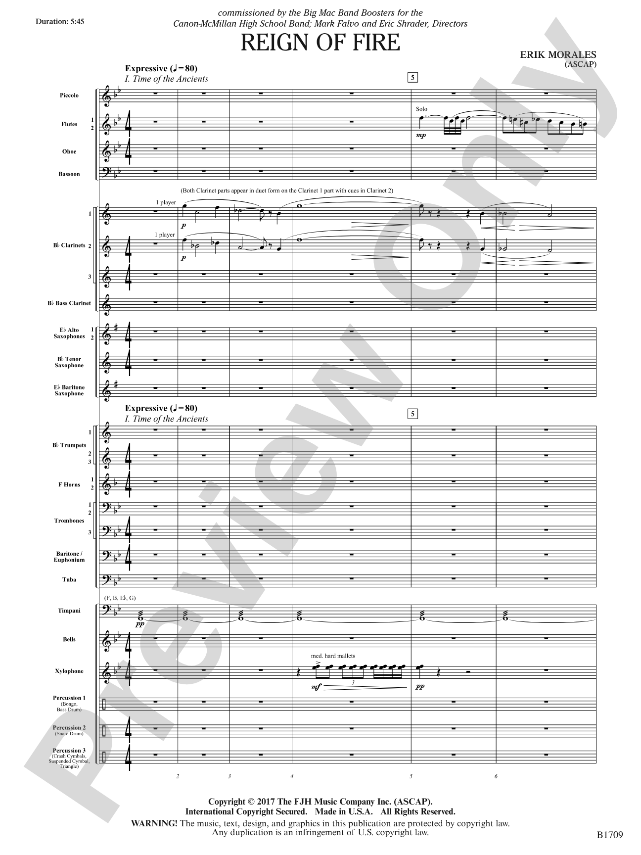 Reign of Fire: Concert Band Conductor Score & Parts