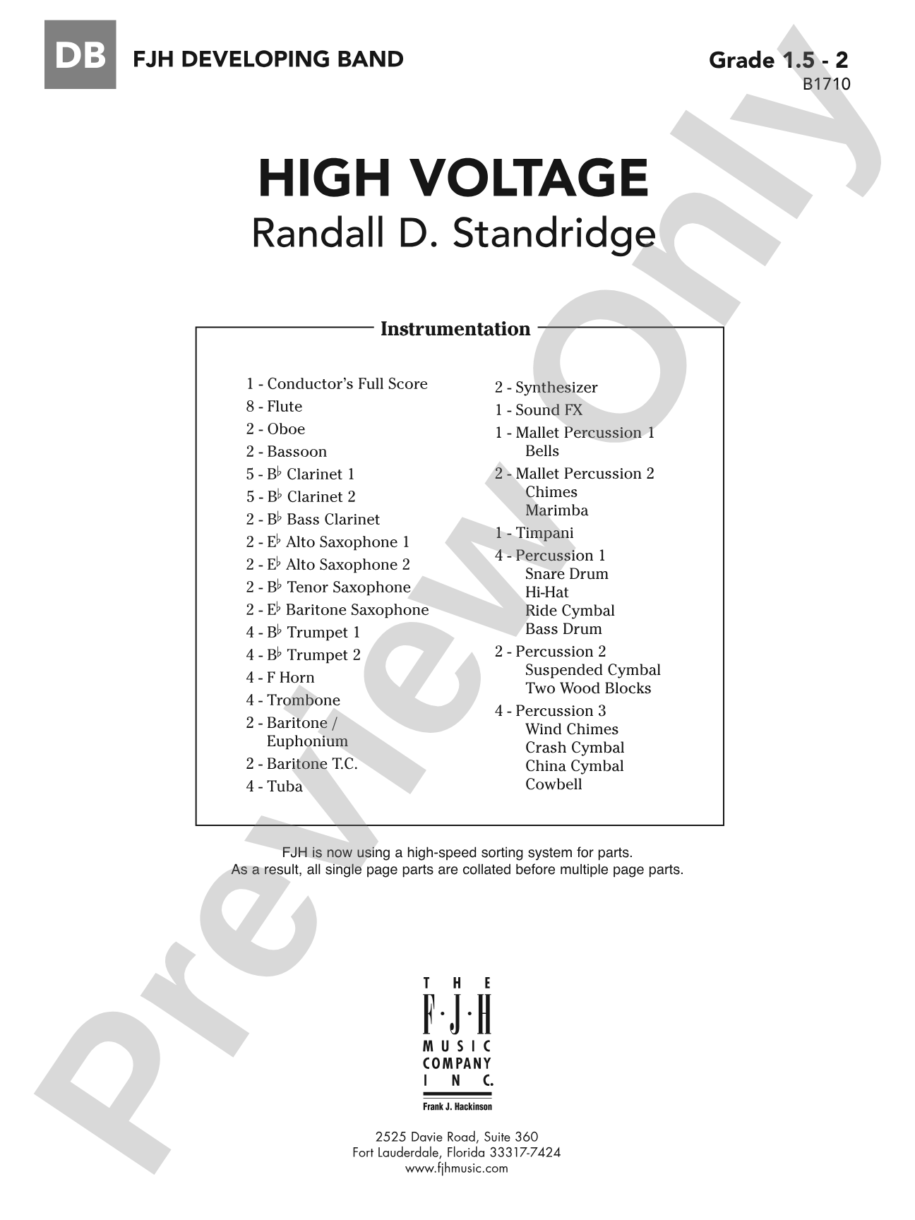 High Voltage: Concert Band Conductor Score & Parts