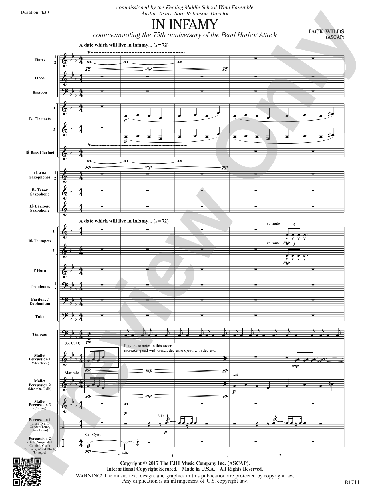 In Infamy: Concert Band Conductor Score & Parts