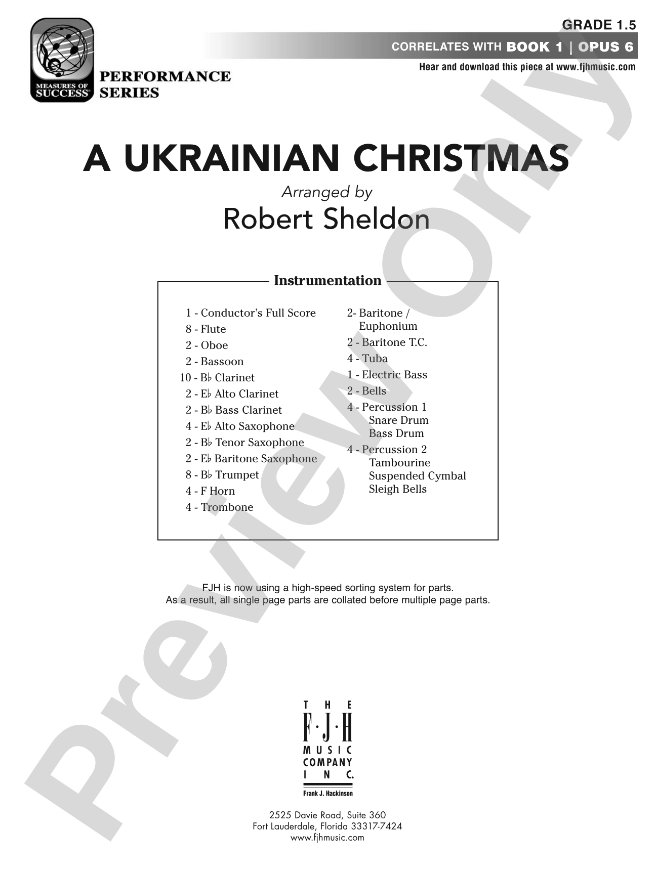 A Ukrainian Christmas: Concert Band Conductor Score & Parts