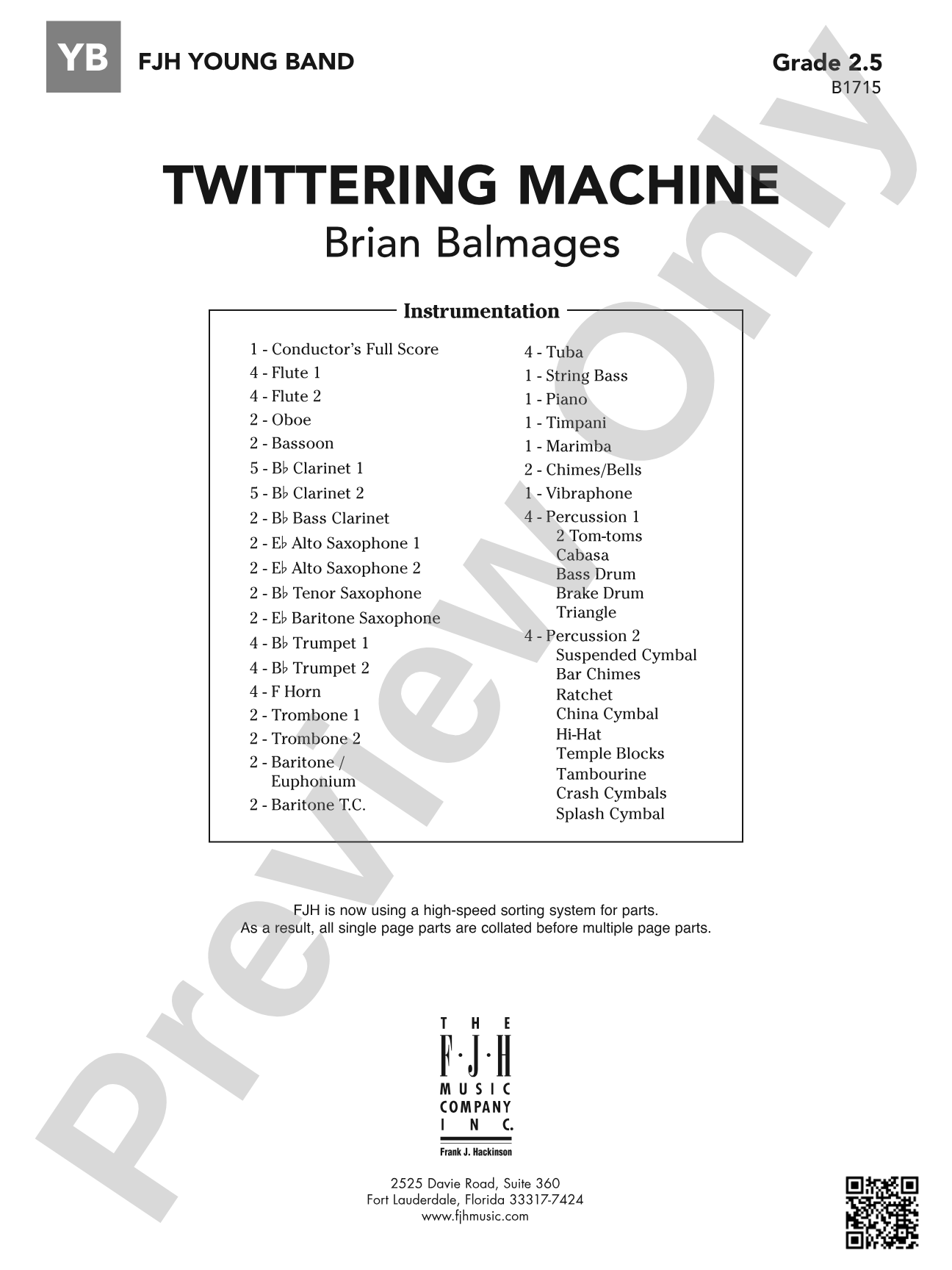 Twittering Machine: Concert Band Conductor Score & Parts