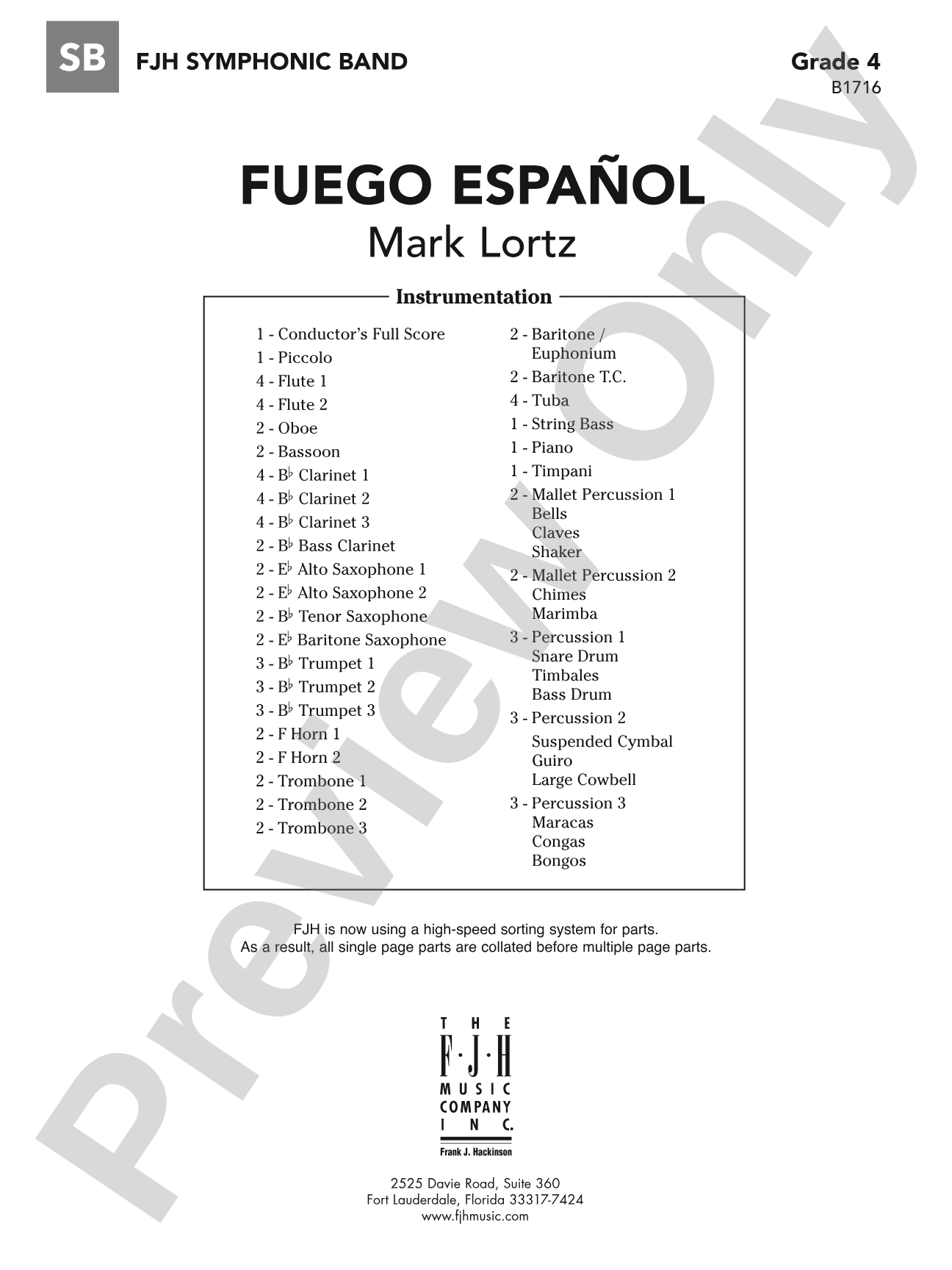 Fuego Espanol: Concert Band Conductor Score & Parts
