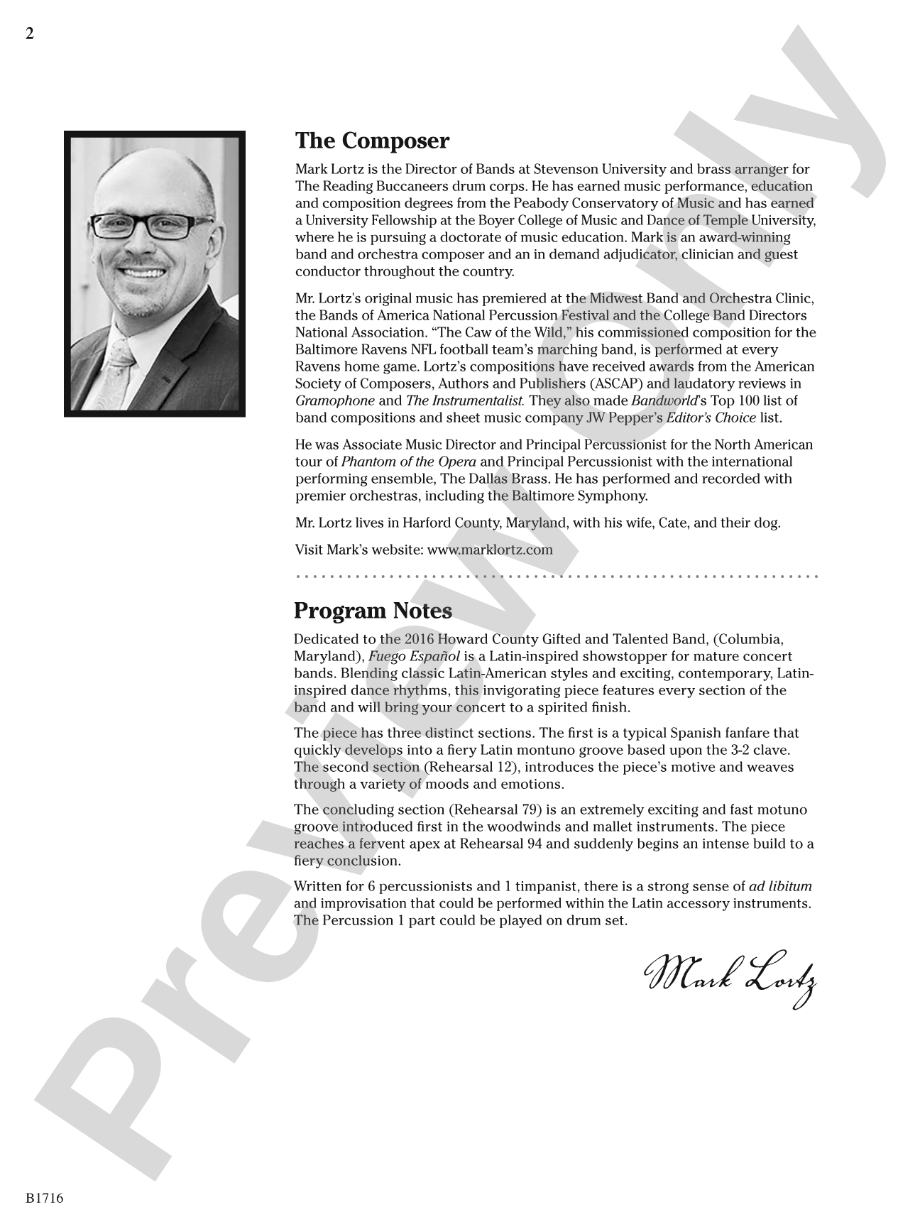 Fuego Espanol: Concert Band Conductor Score & Parts