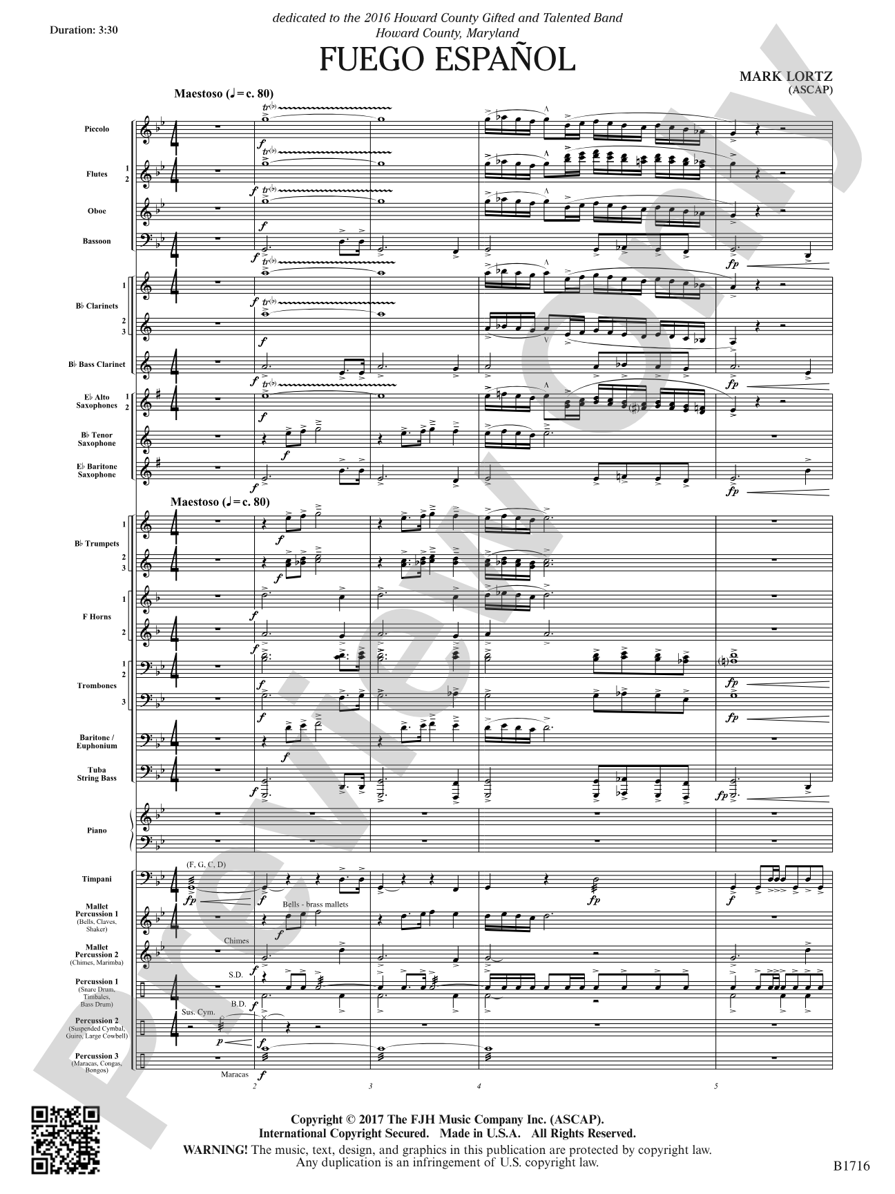 Fuego Espanol: Concert Band Conductor Score & Parts