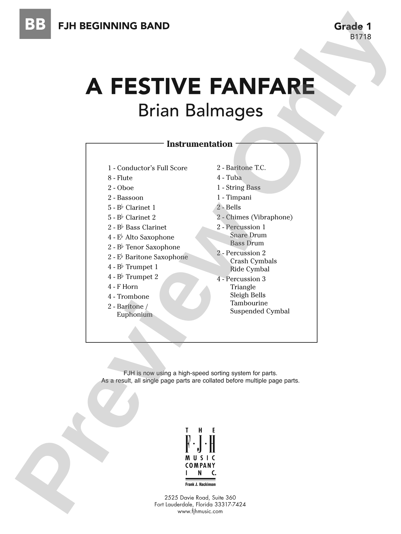A Festive Fanfare: Concert Band Conductor Score & Parts