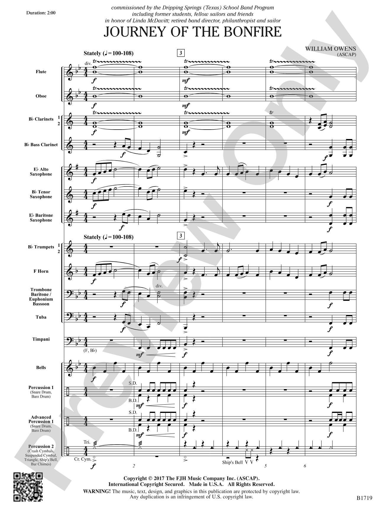 Journey of the Bonfire: Concert Band Conductor Score & Parts