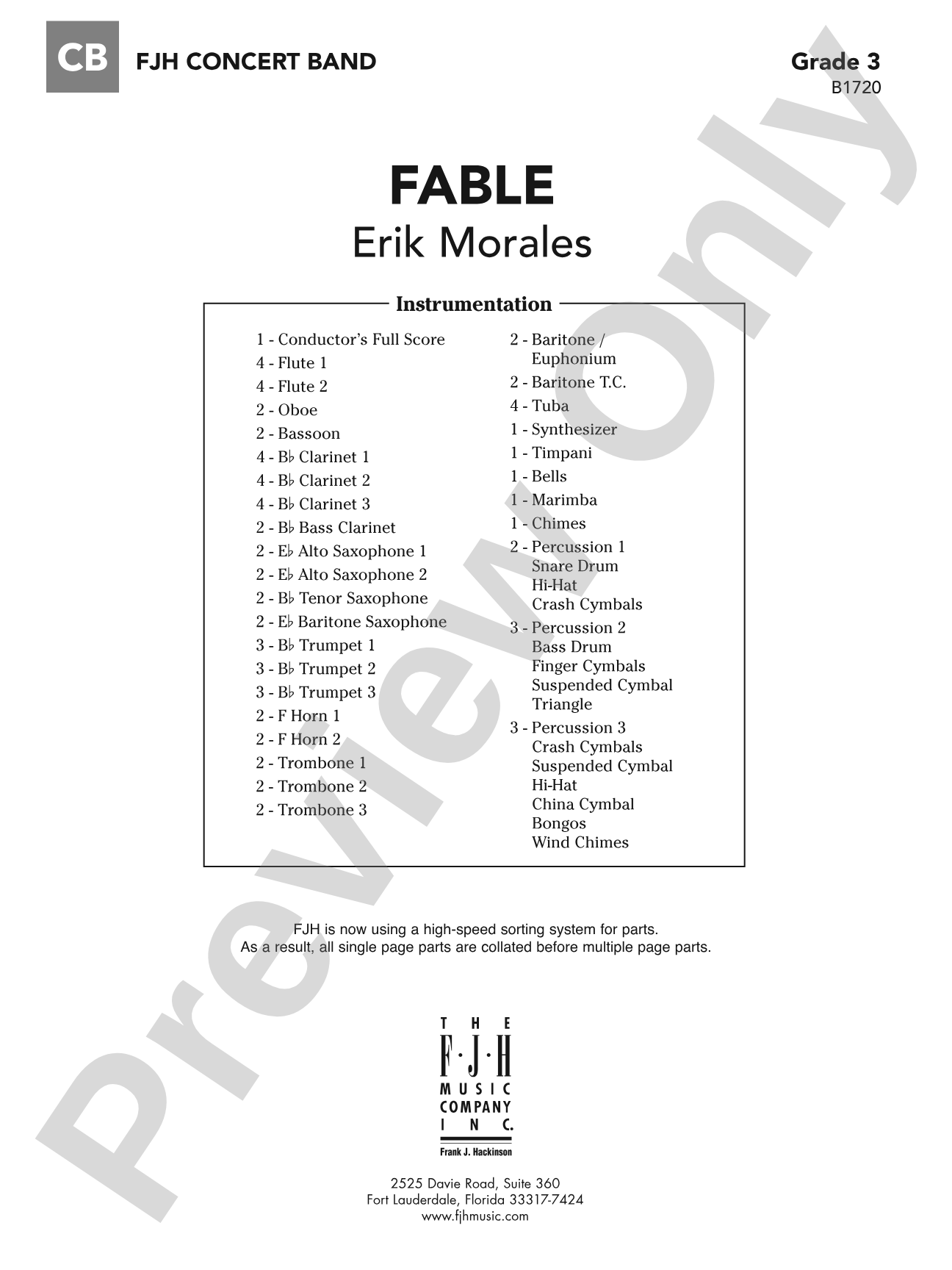 Fable: Concert Band Conductor Score & Parts