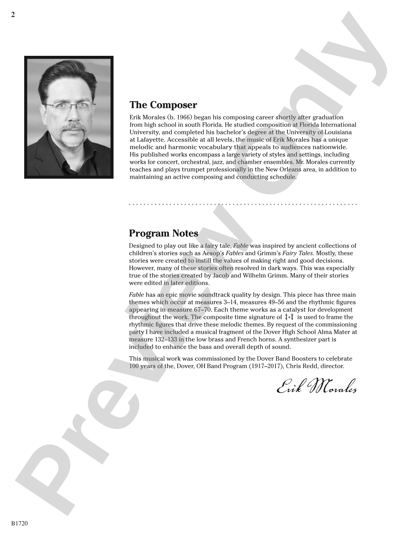 Fable: Concert Band Conductor Score & Parts