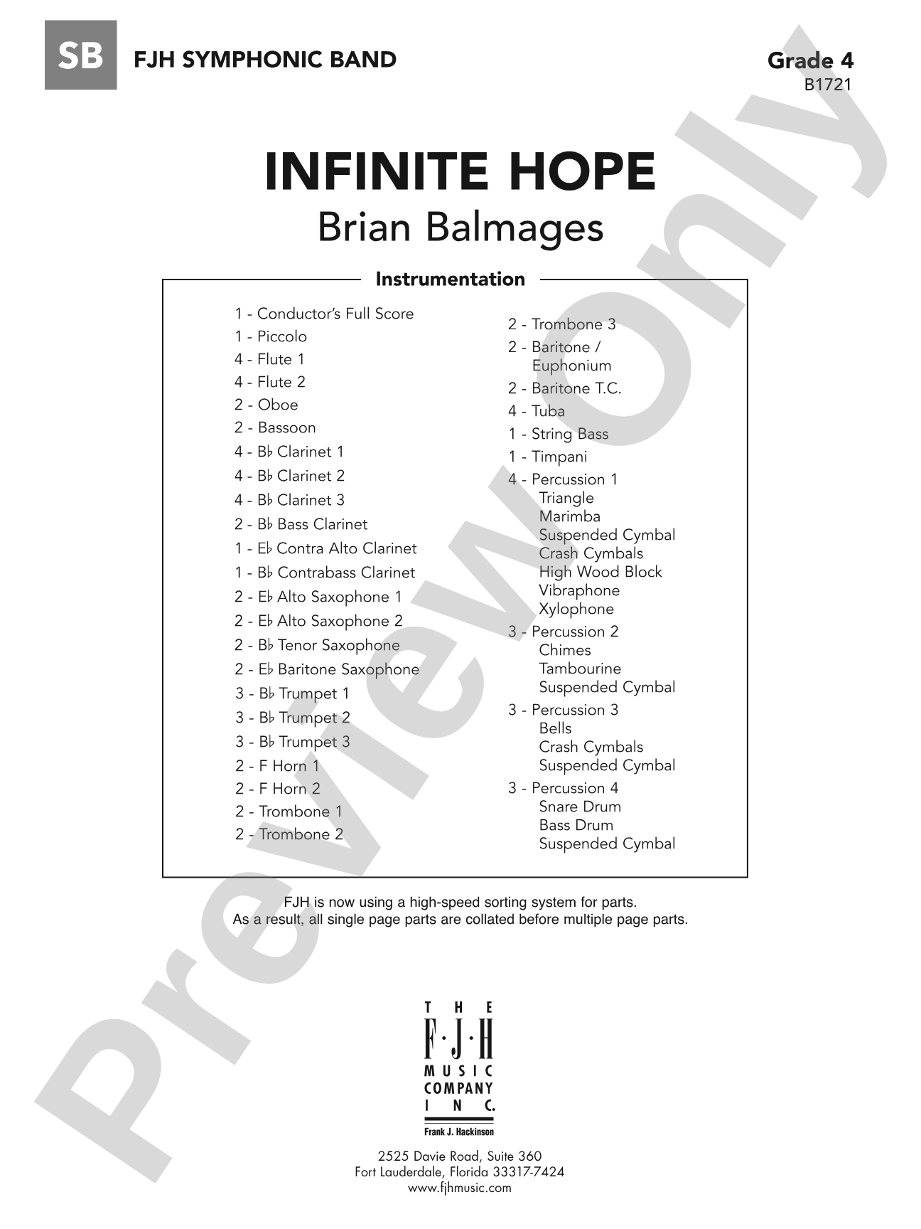 Infinite Hope: Concert Band Conductor Score & Parts
