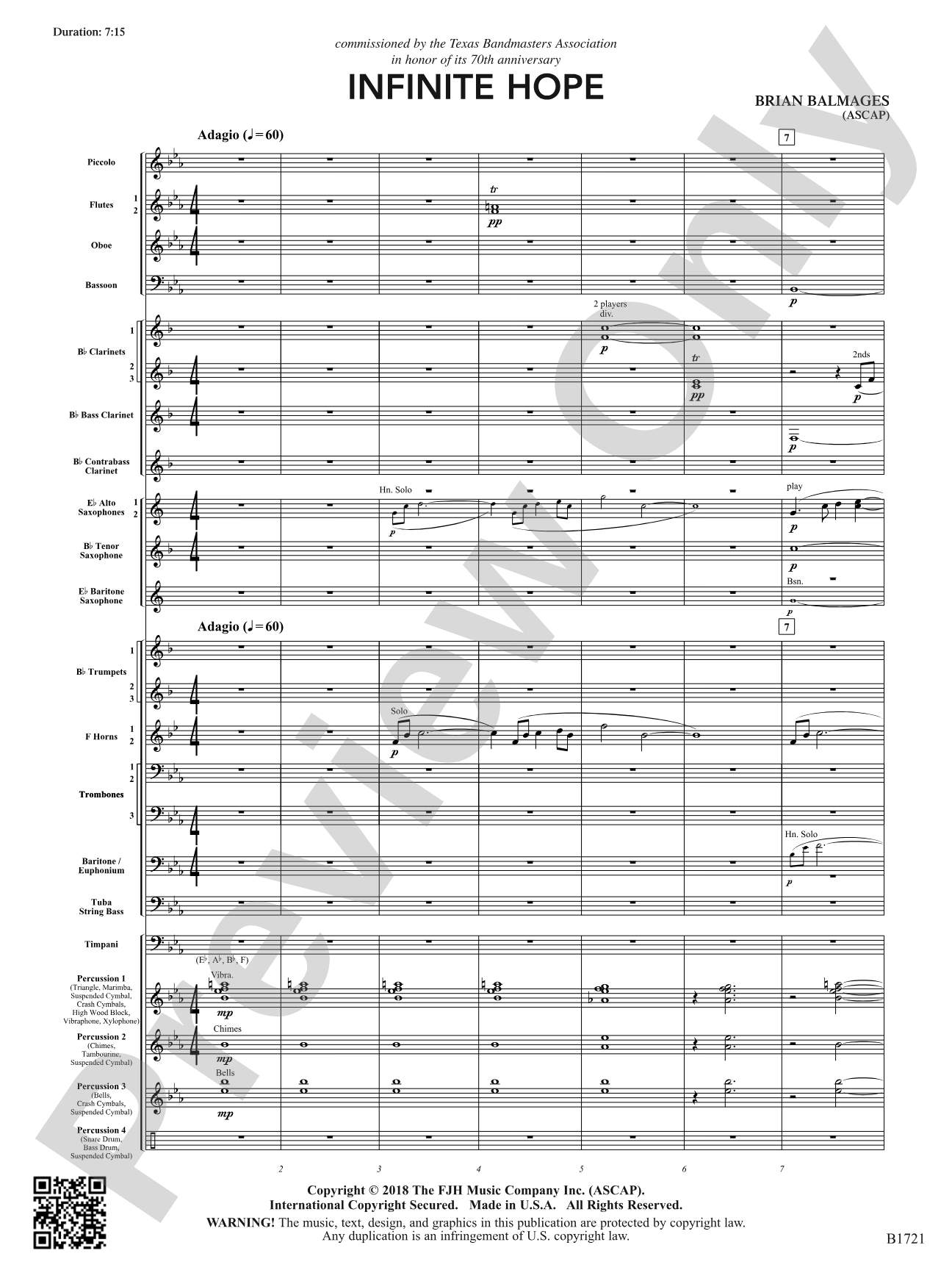 Infinite Hope: Concert Band Conductor Score & Parts