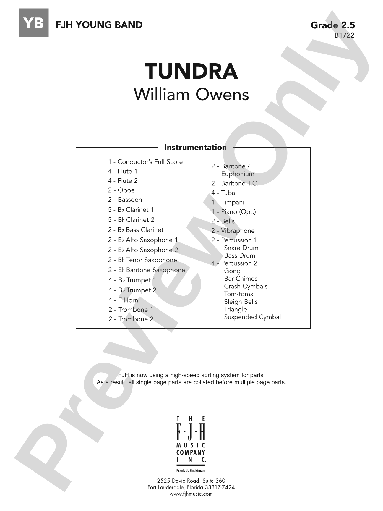 Tundra: Concert Band Conductor Score & Parts