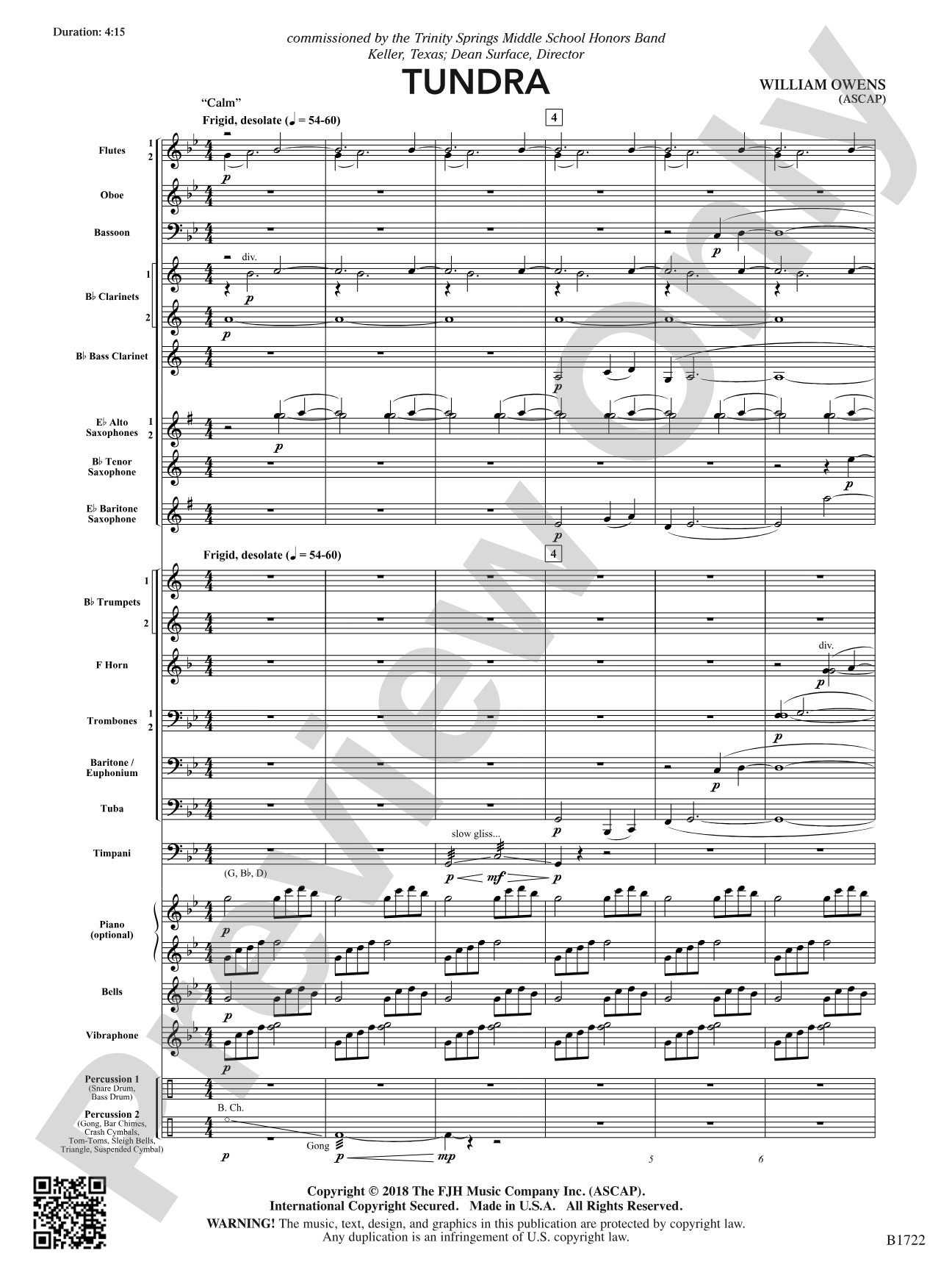 Tundra: Concert Band Conductor Score & Parts
