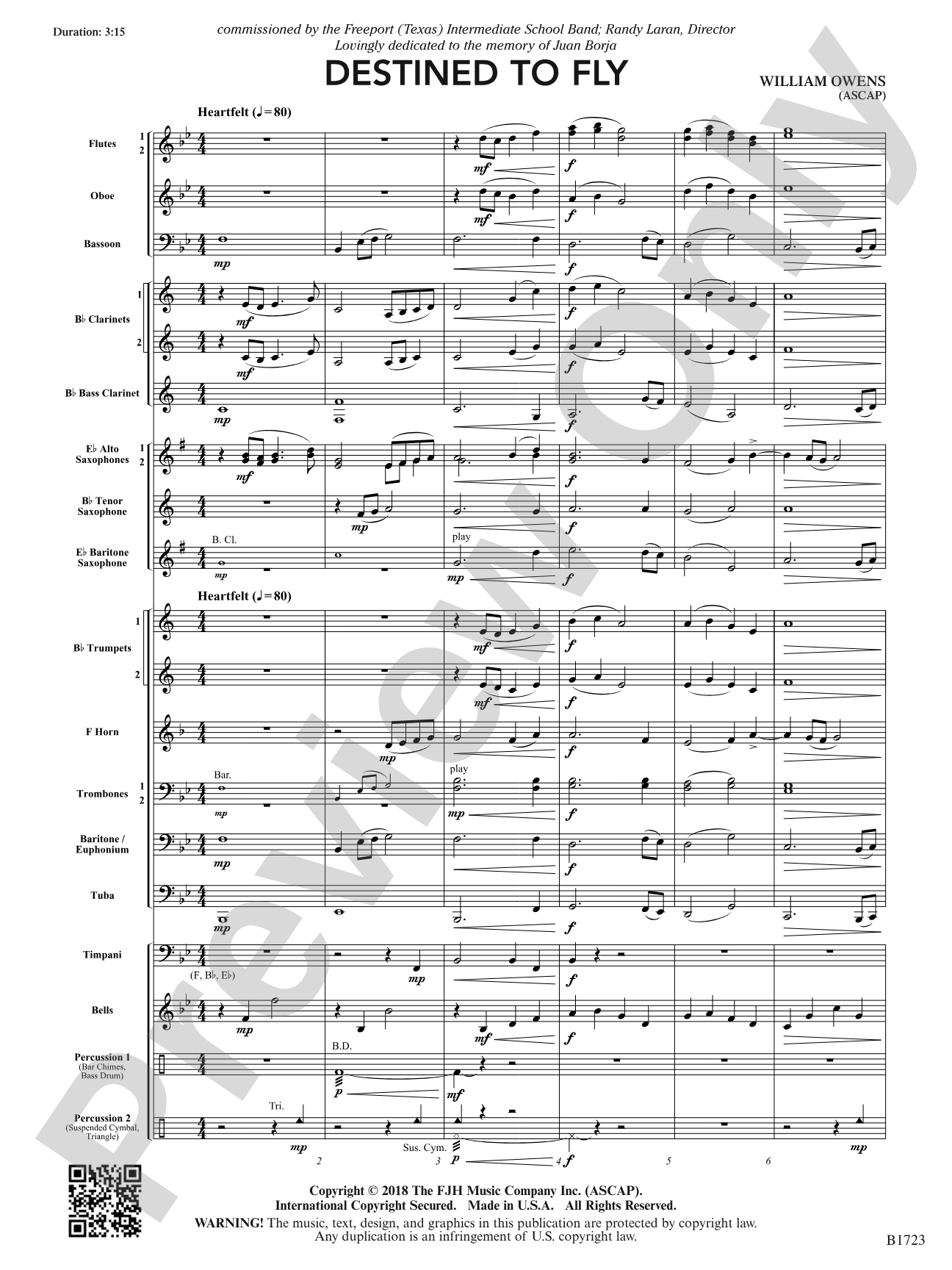 Destined to Fly: Concert Band Conductor Score & Parts
