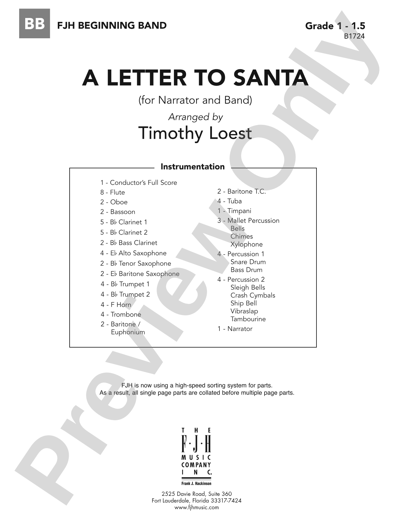A Letter to Santa: Concert Band Conductor Score & Parts
