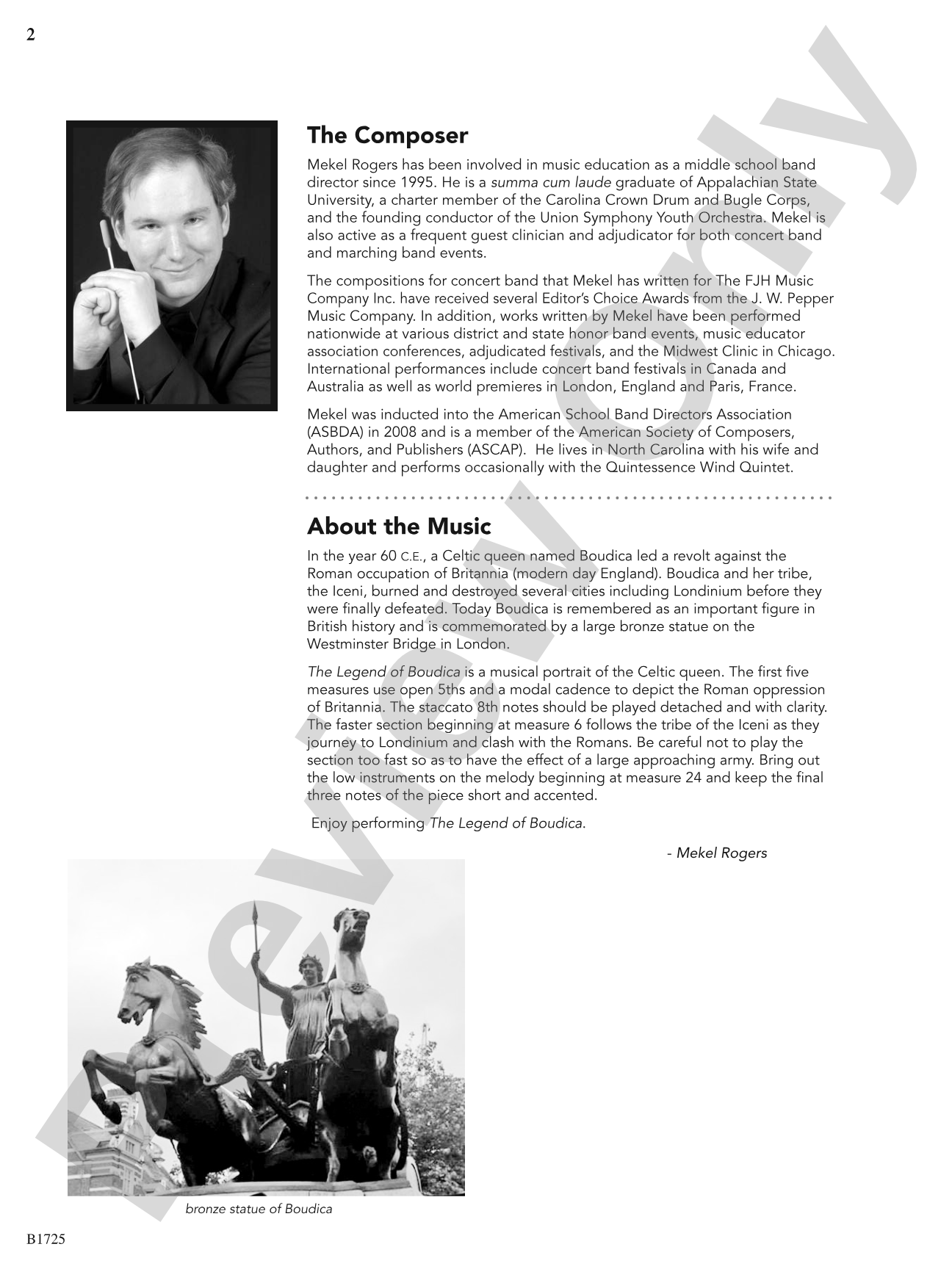 The Legend of Boudica: Concert Band Conductor Score & Parts