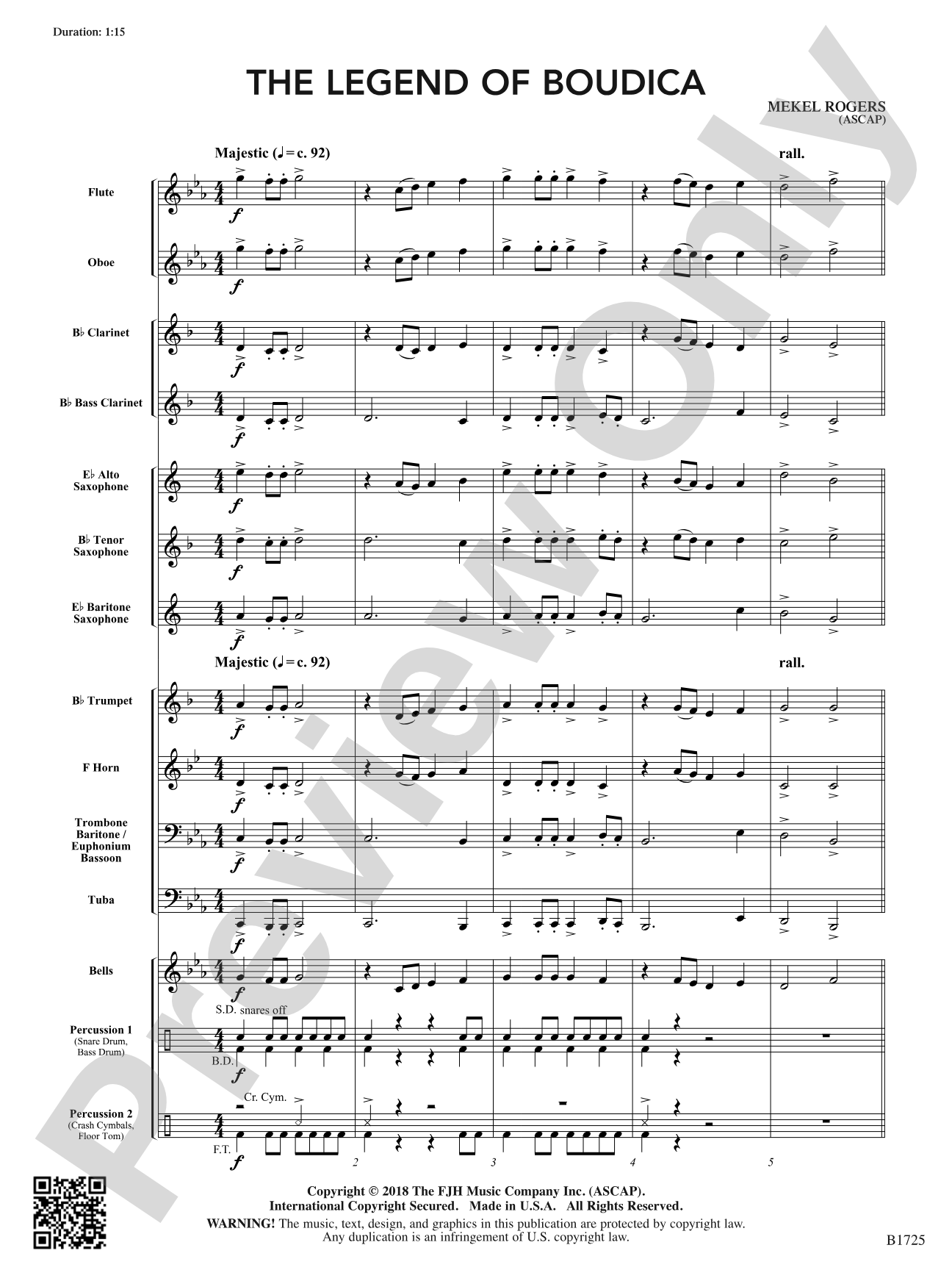 The Legend of Boudica: Concert Band Conductor Score & Parts