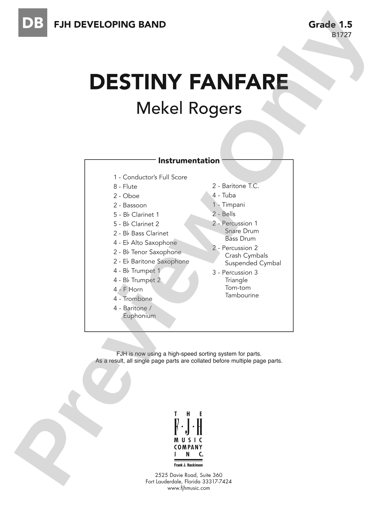 Destiny Fanfare: Concert Band Conductor Score & Parts