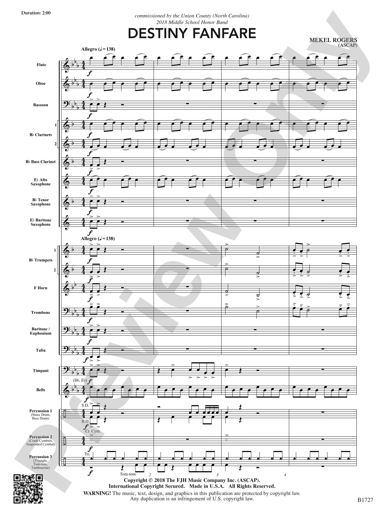Destiny Fanfare: Concert Band Conductor Score & Parts