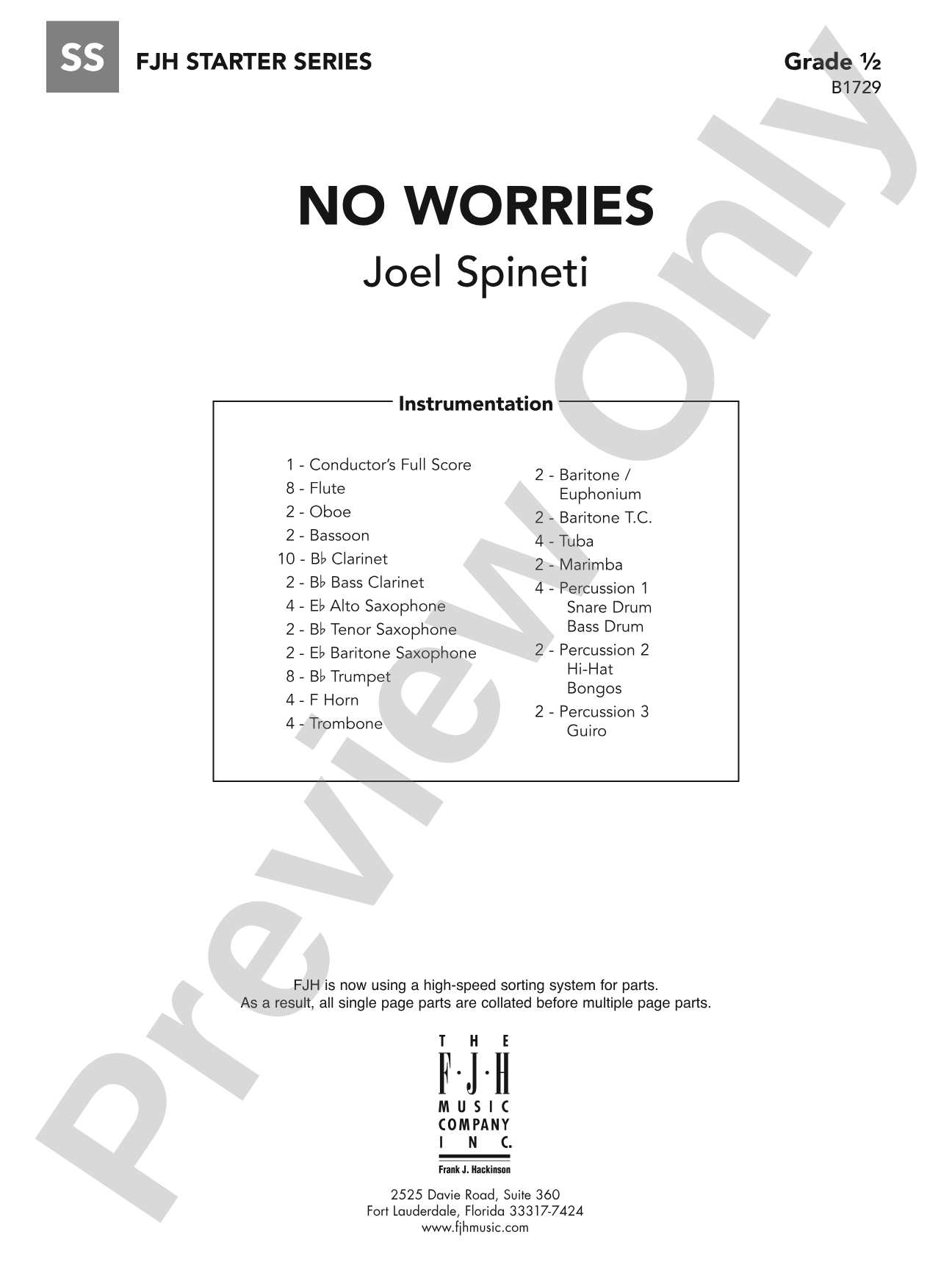 No Worries: Concert Band Conductor Score & Parts