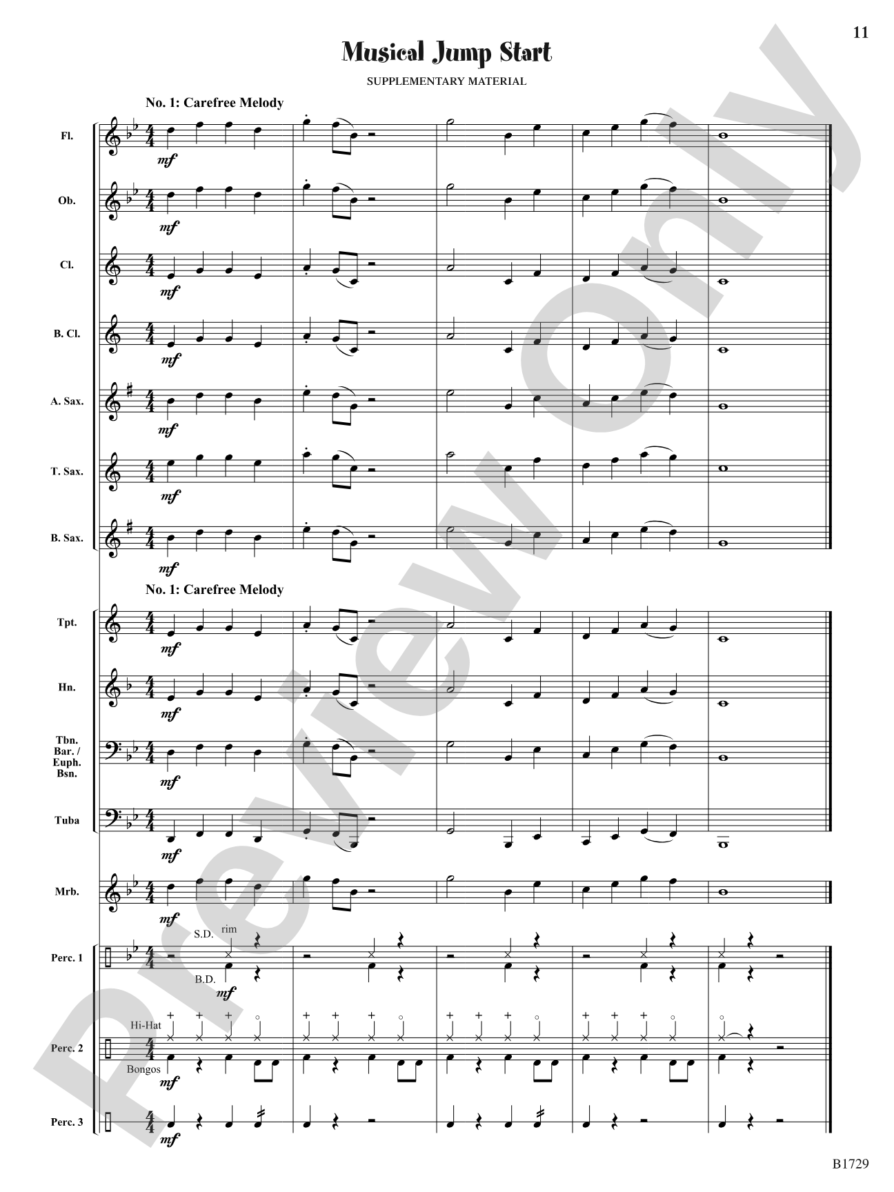 No Worries: Concert Band Conductor Score & Parts