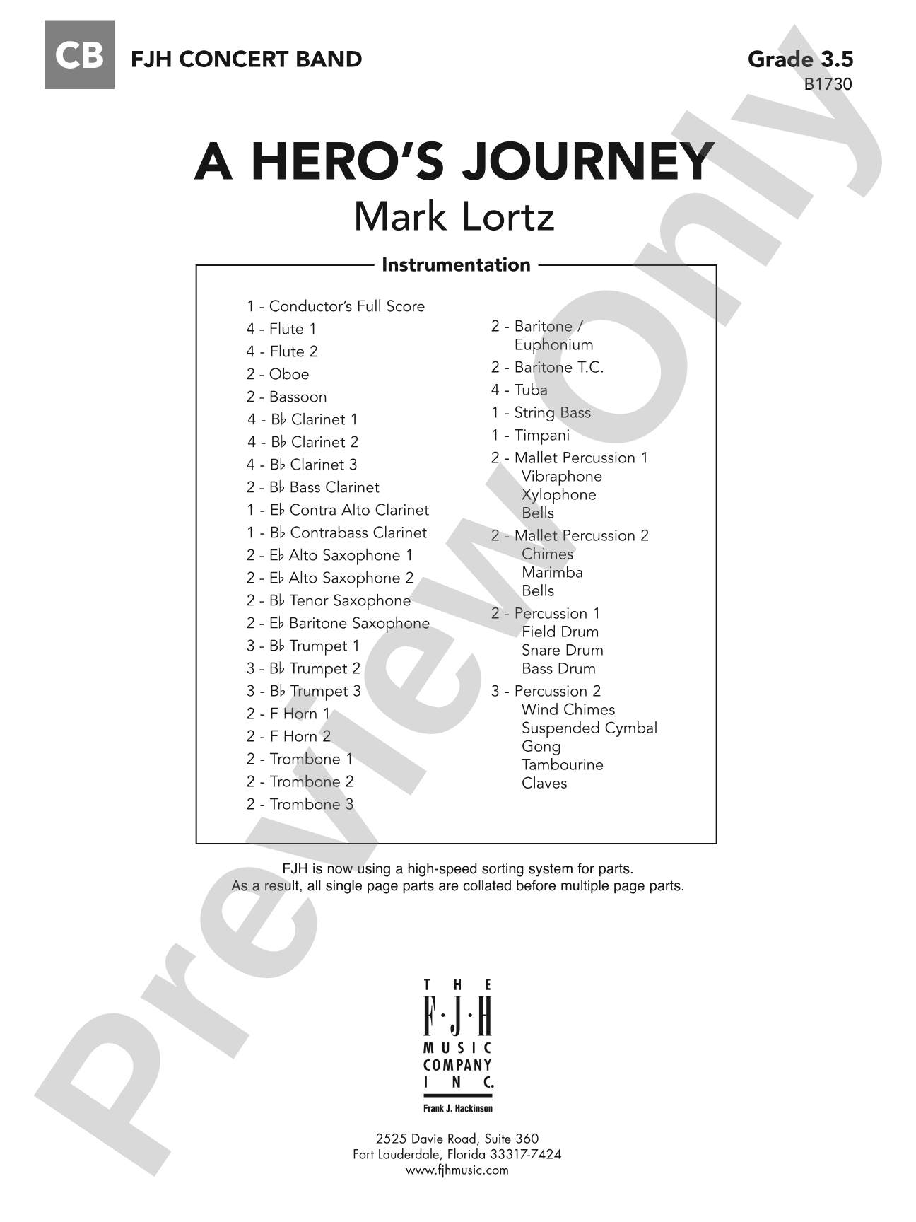 A Hero's Journey: Concert Band Conductor Score & Parts