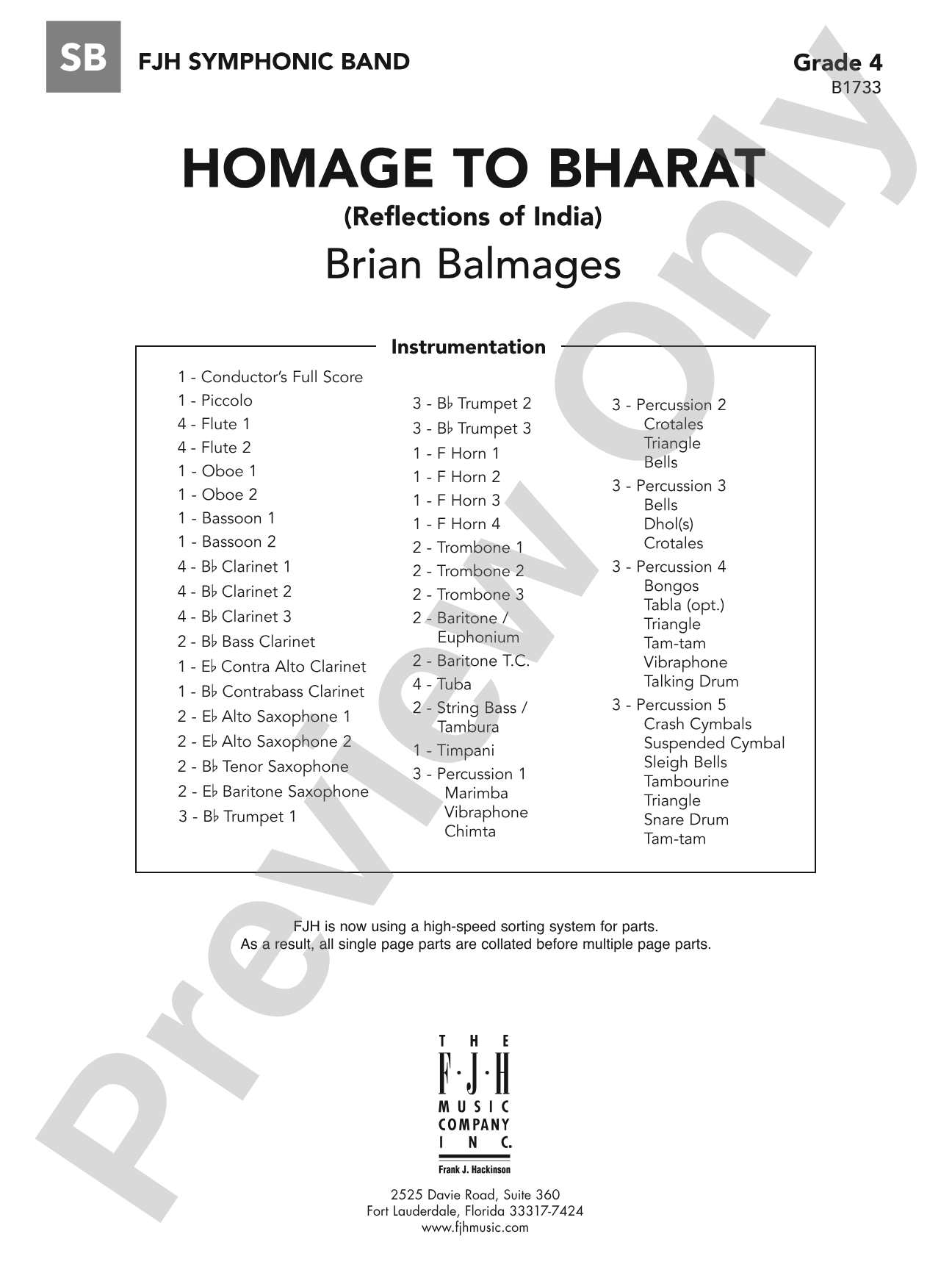 Homage to Bharat: Concert Band Conductor Score & Parts