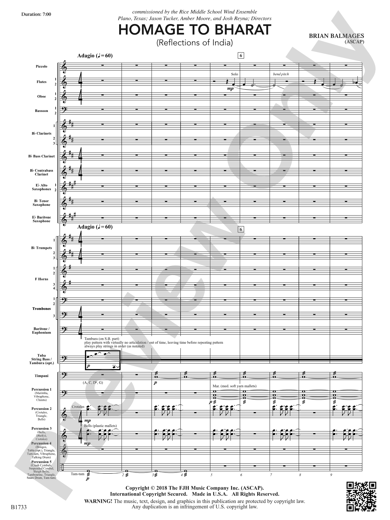 Homage to Bharat: Concert Band Conductor Score & Parts