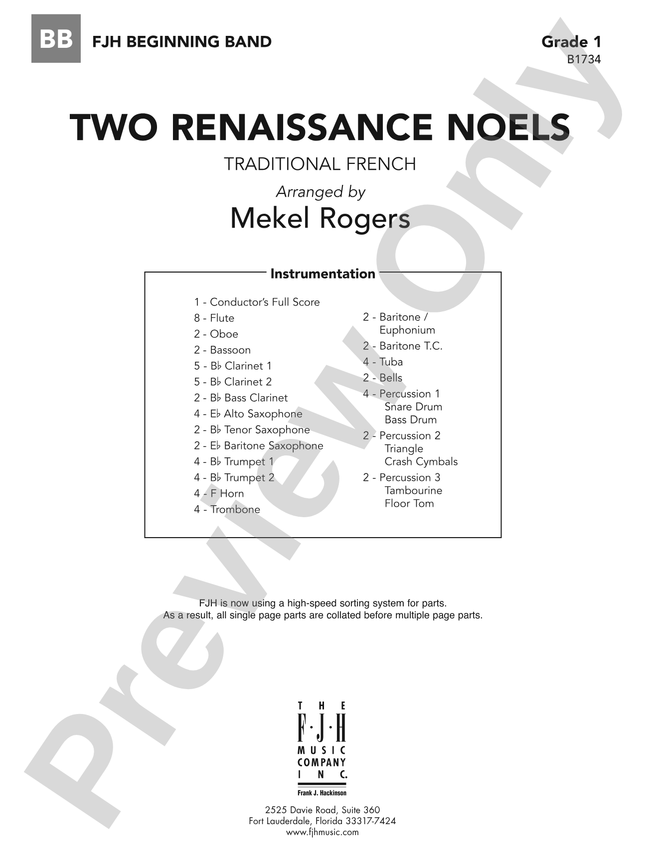 Two Renaissance Noels: Concert Band Conductor Score & Parts