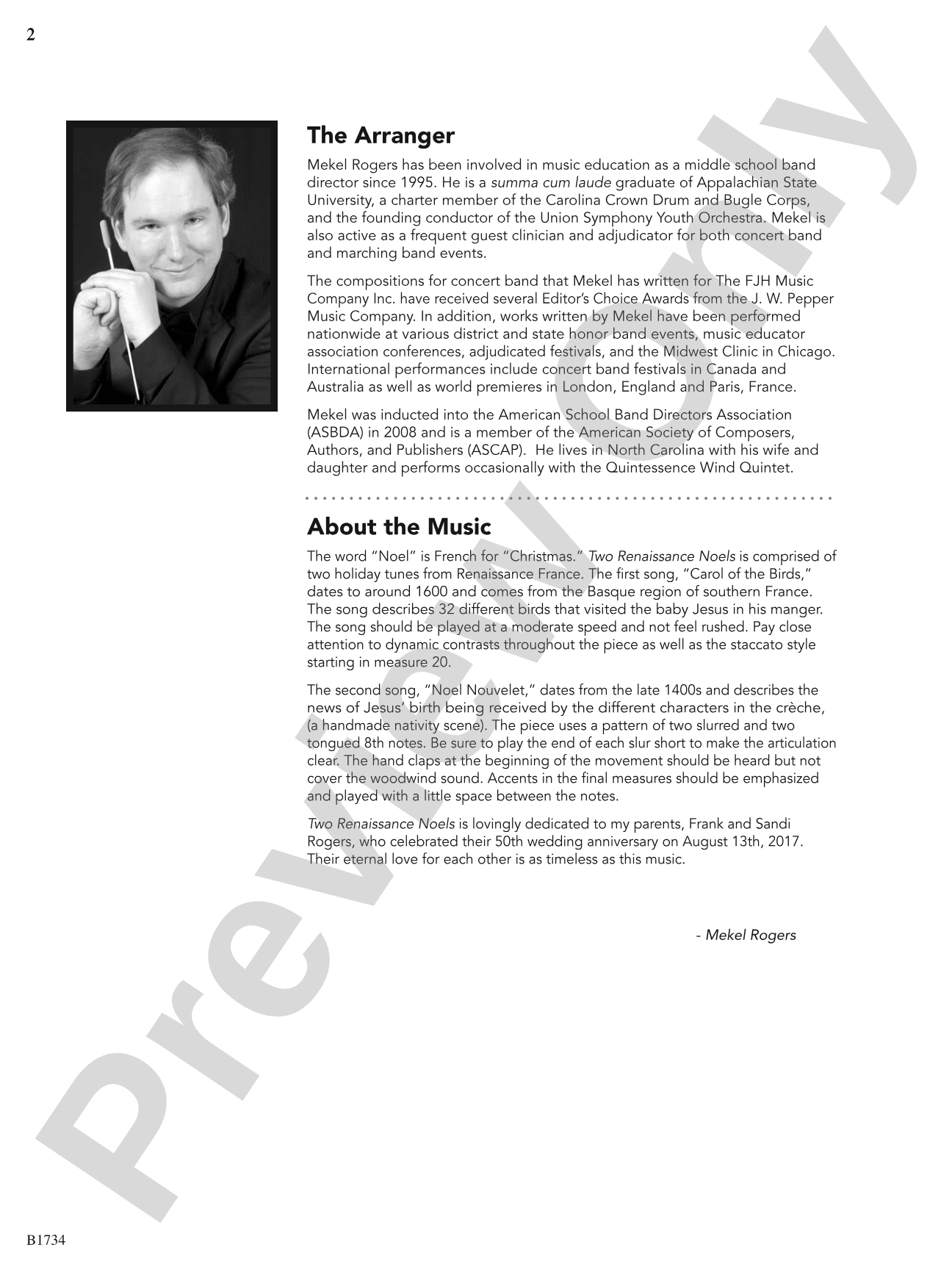 Two Renaissance Noels: Concert Band Conductor Score & Parts