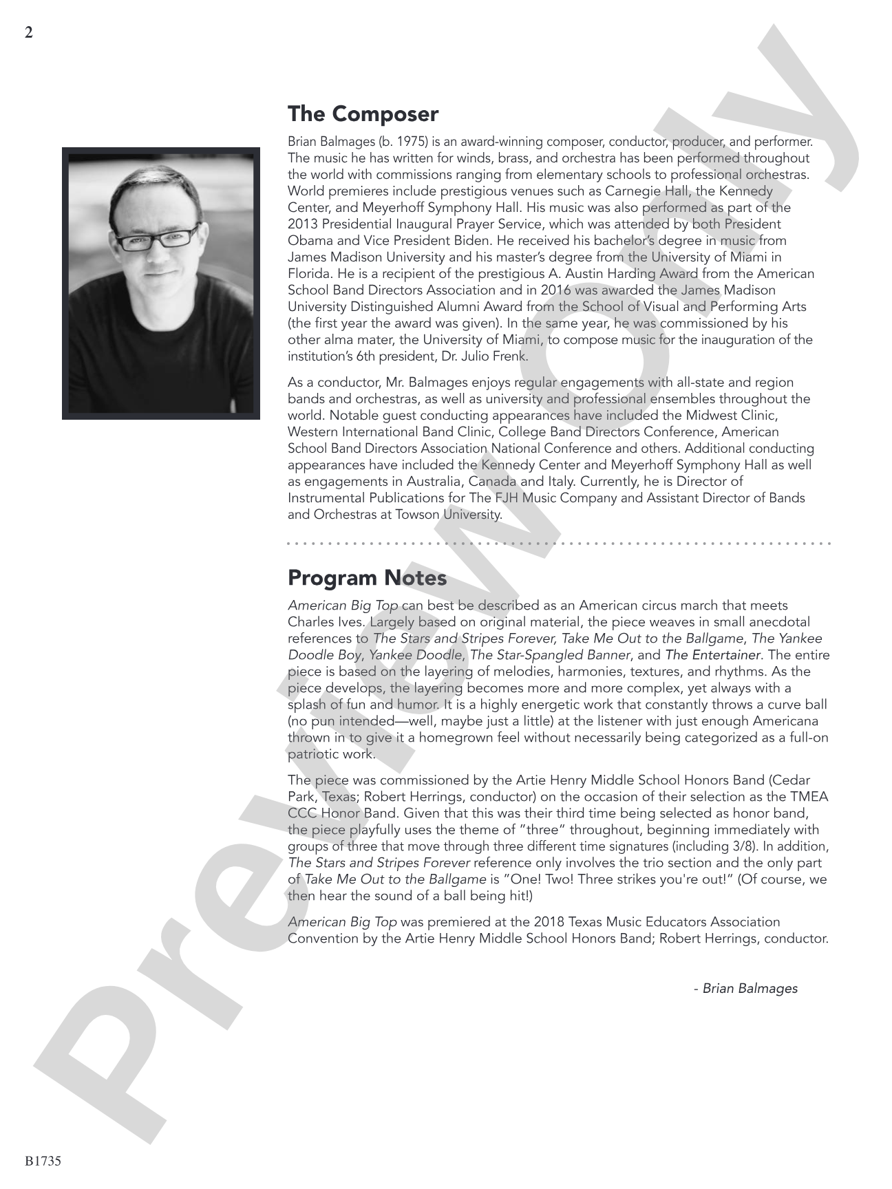 American Big Top: Concert Band Conductor Score & Parts
