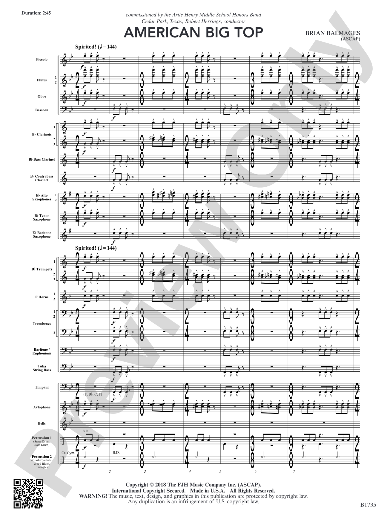 American Big Top: Concert Band Conductor Score & Parts