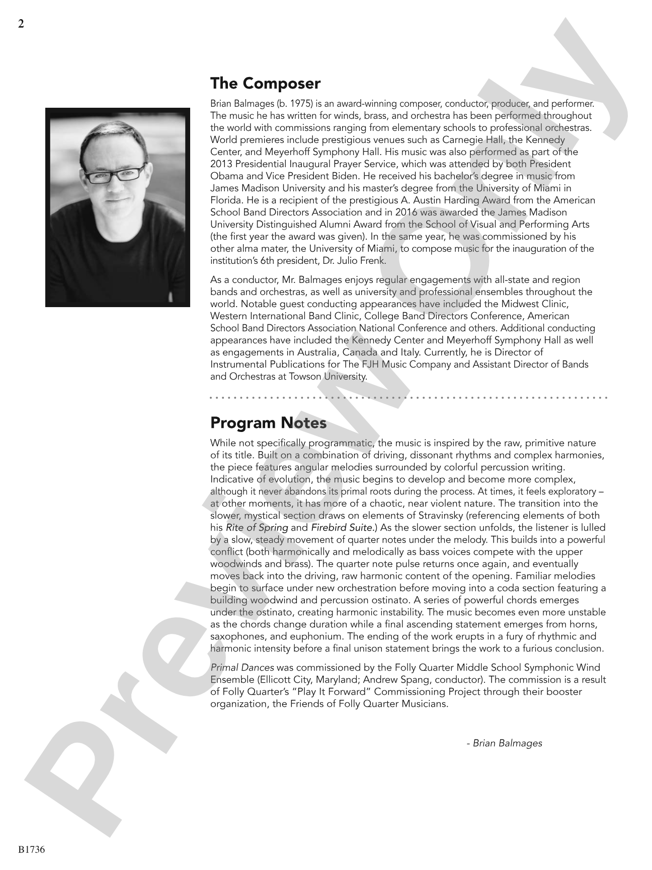 Primal Dances: Concert Band Conductor Score & Parts