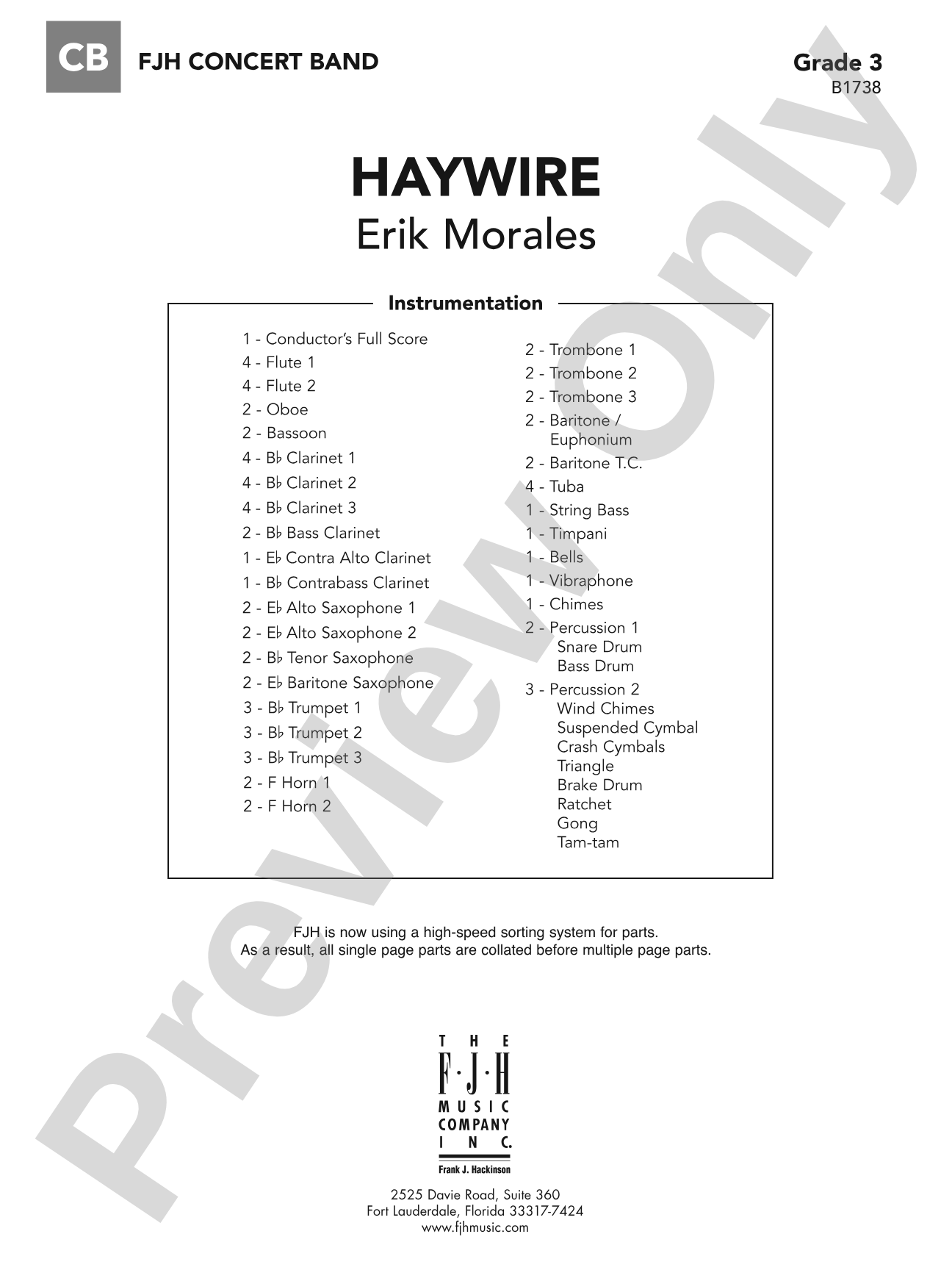 Haywire: Concert Band Conductor Score & Parts