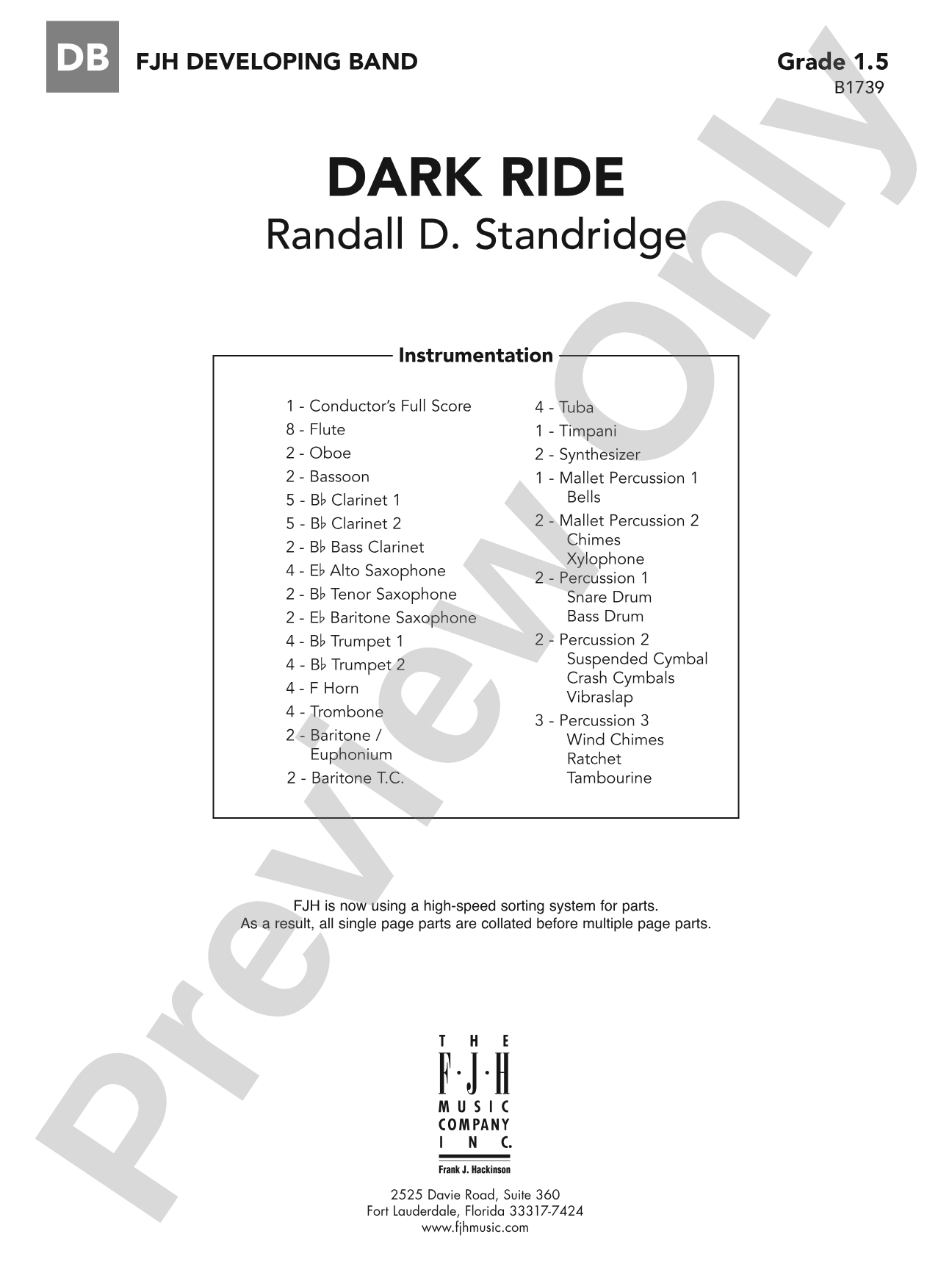 Dark Ride: Concert Band Conductor Score & Parts