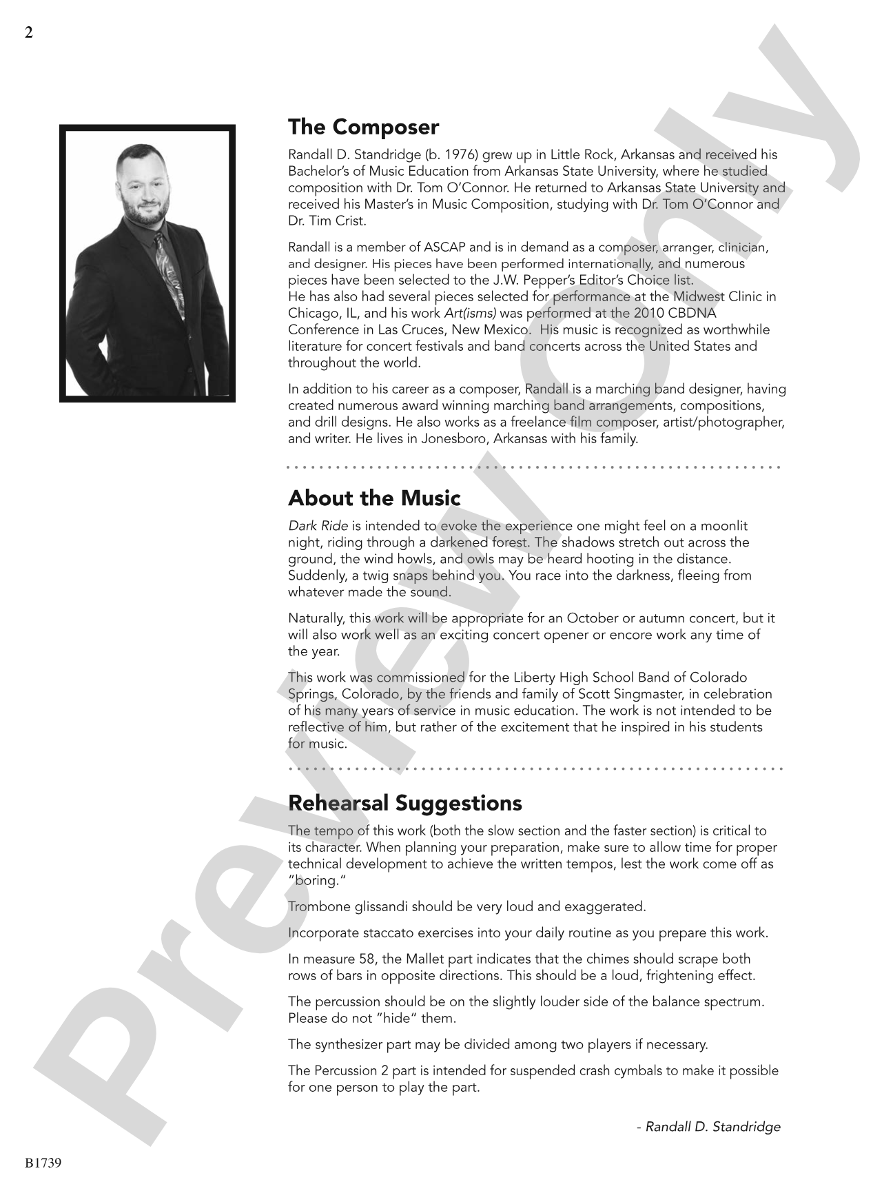 Dark Ride: Concert Band Conductor Score & Parts
