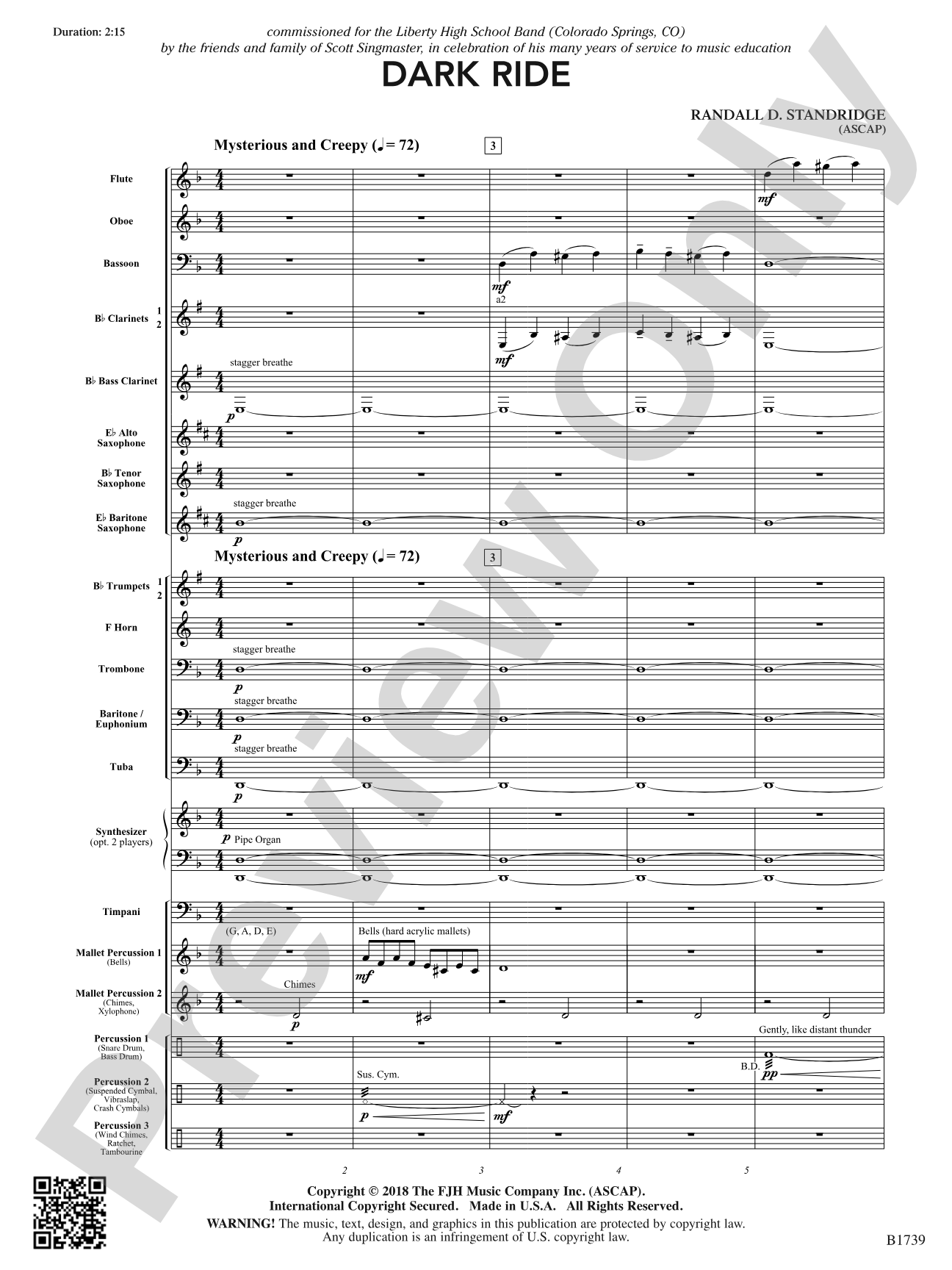 Dark Ride: Concert Band Conductor Score & Parts