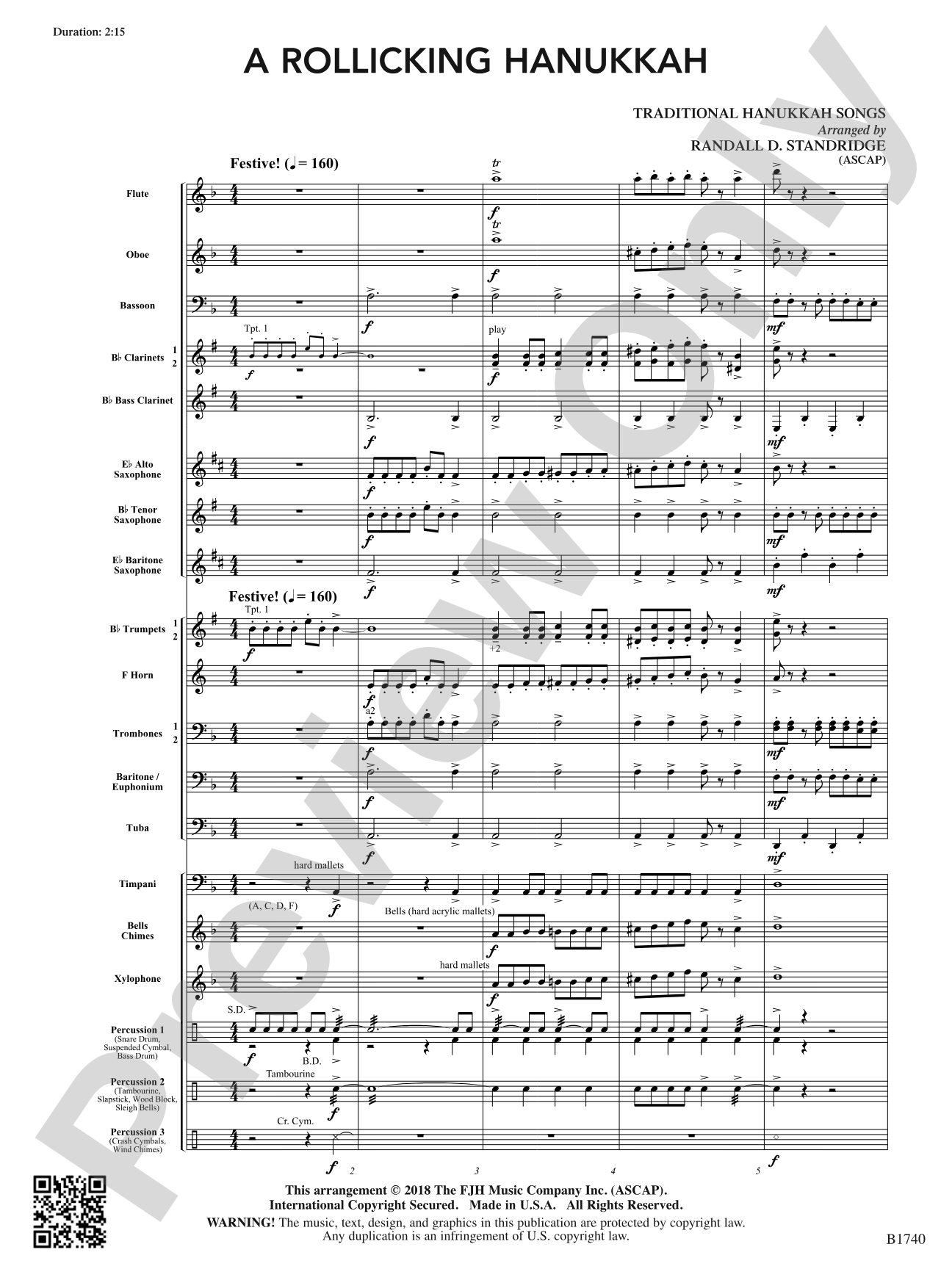 A Rollicking Hanukkah: Concert Band Conductor Score & Parts