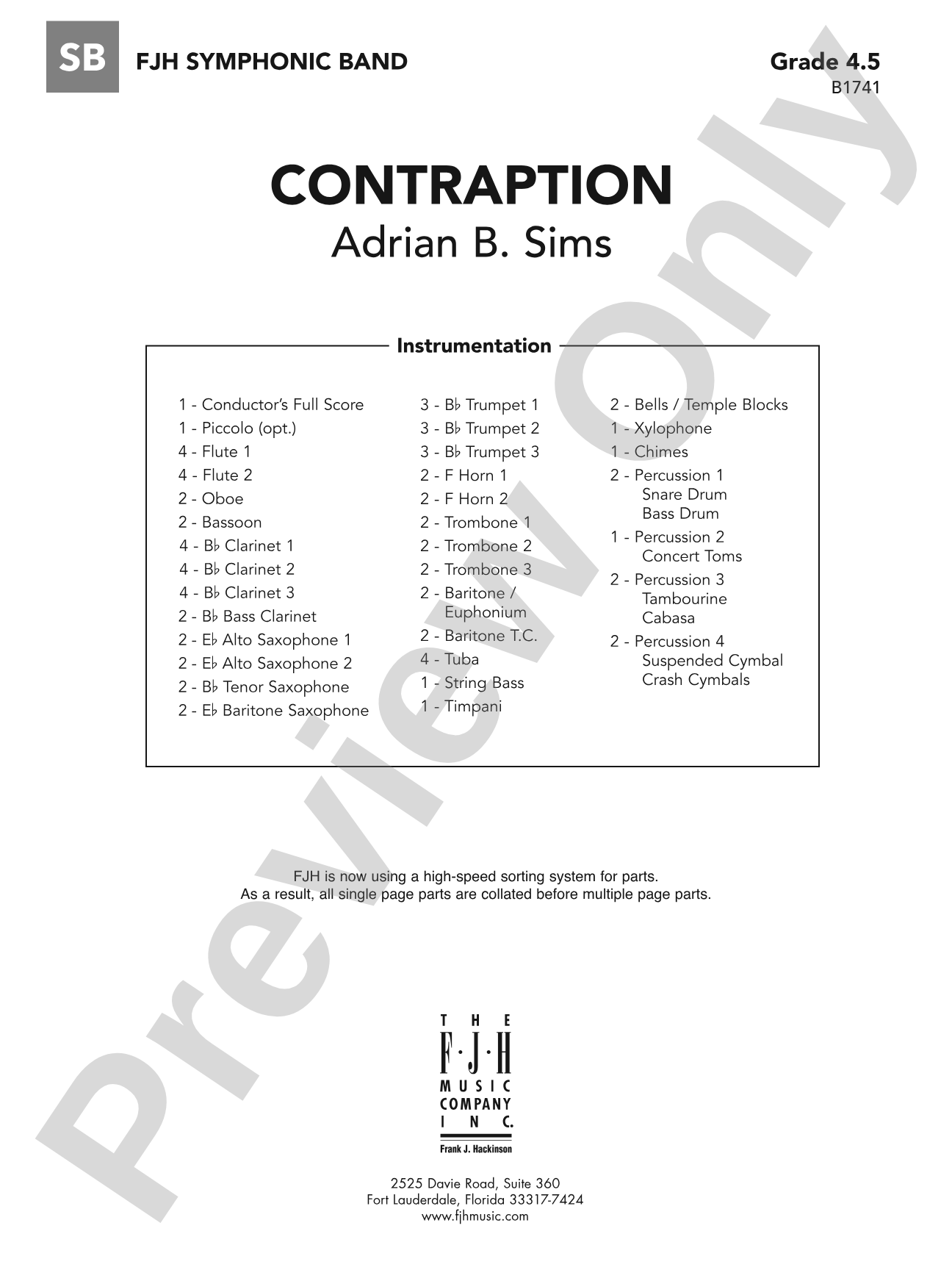 Contraption: Concert Band Conductor Score & Parts
