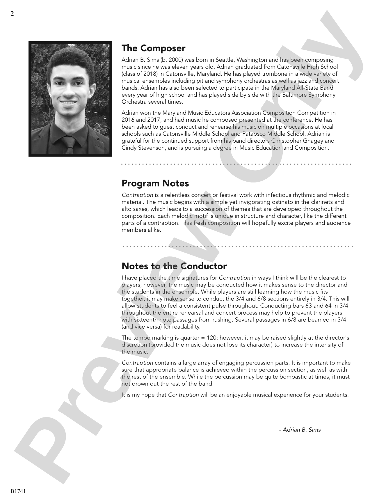 Contraption: Concert Band Conductor Score & Parts