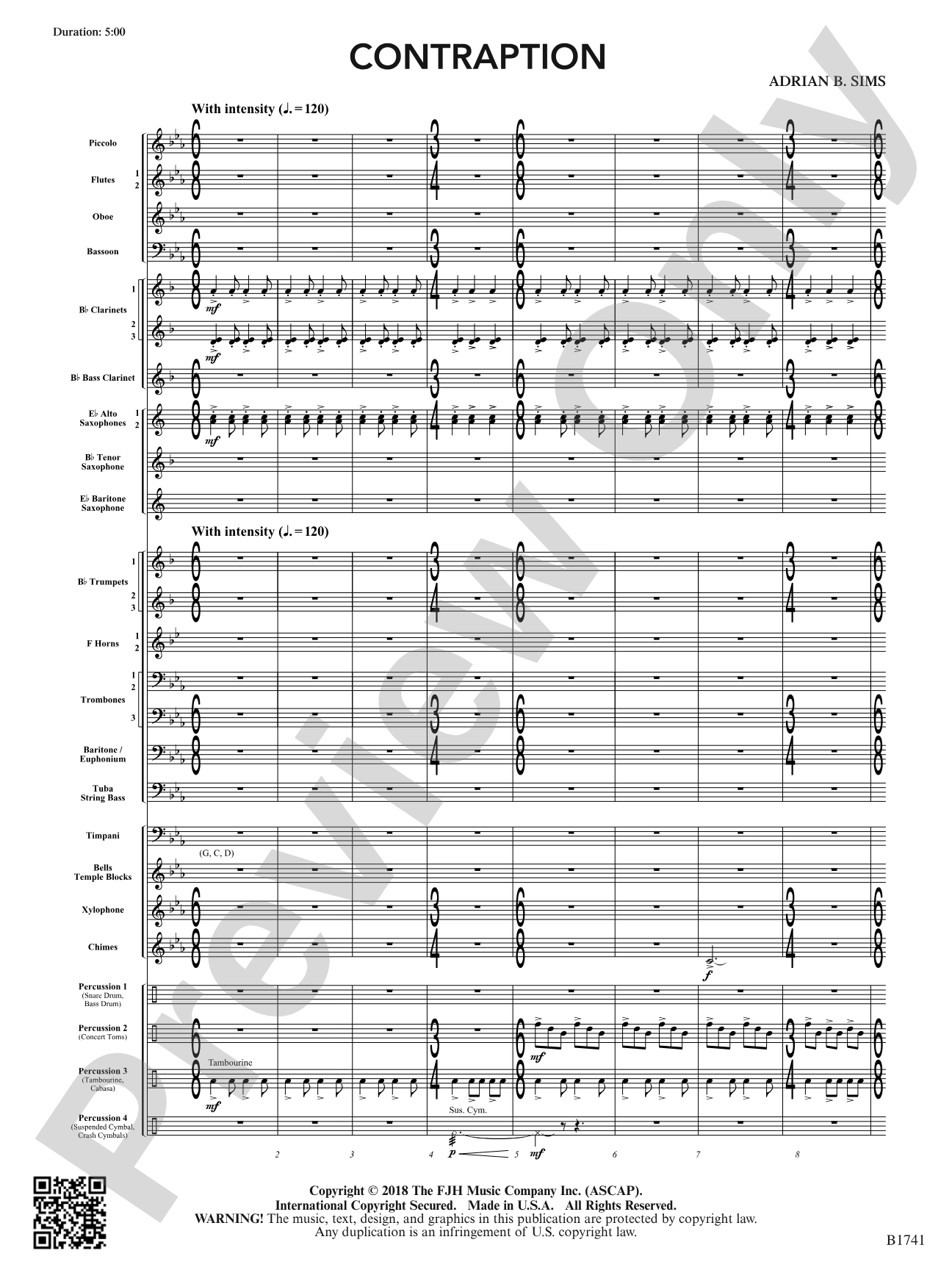 Contraption: Concert Band Conductor Score & Parts