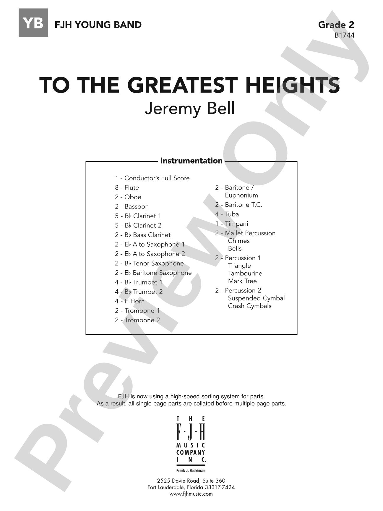 To the Greatest Heights: Concert Band Conductor Score & Parts